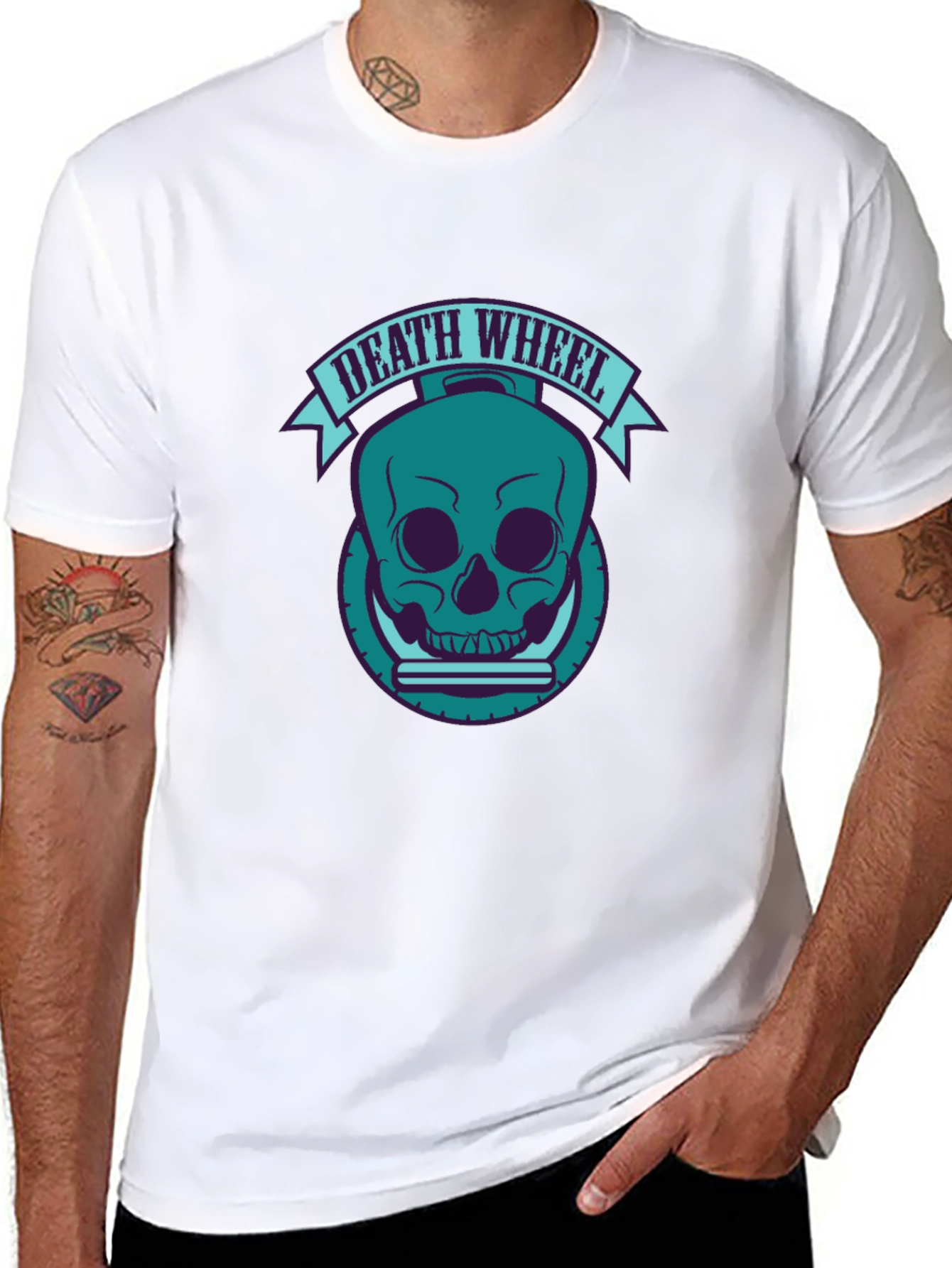 Death Wheel Skull Graphic Tee - Black