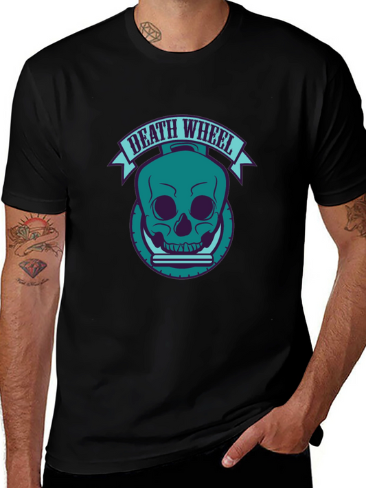 Death Wheel Skull Graphic Tee - Black
