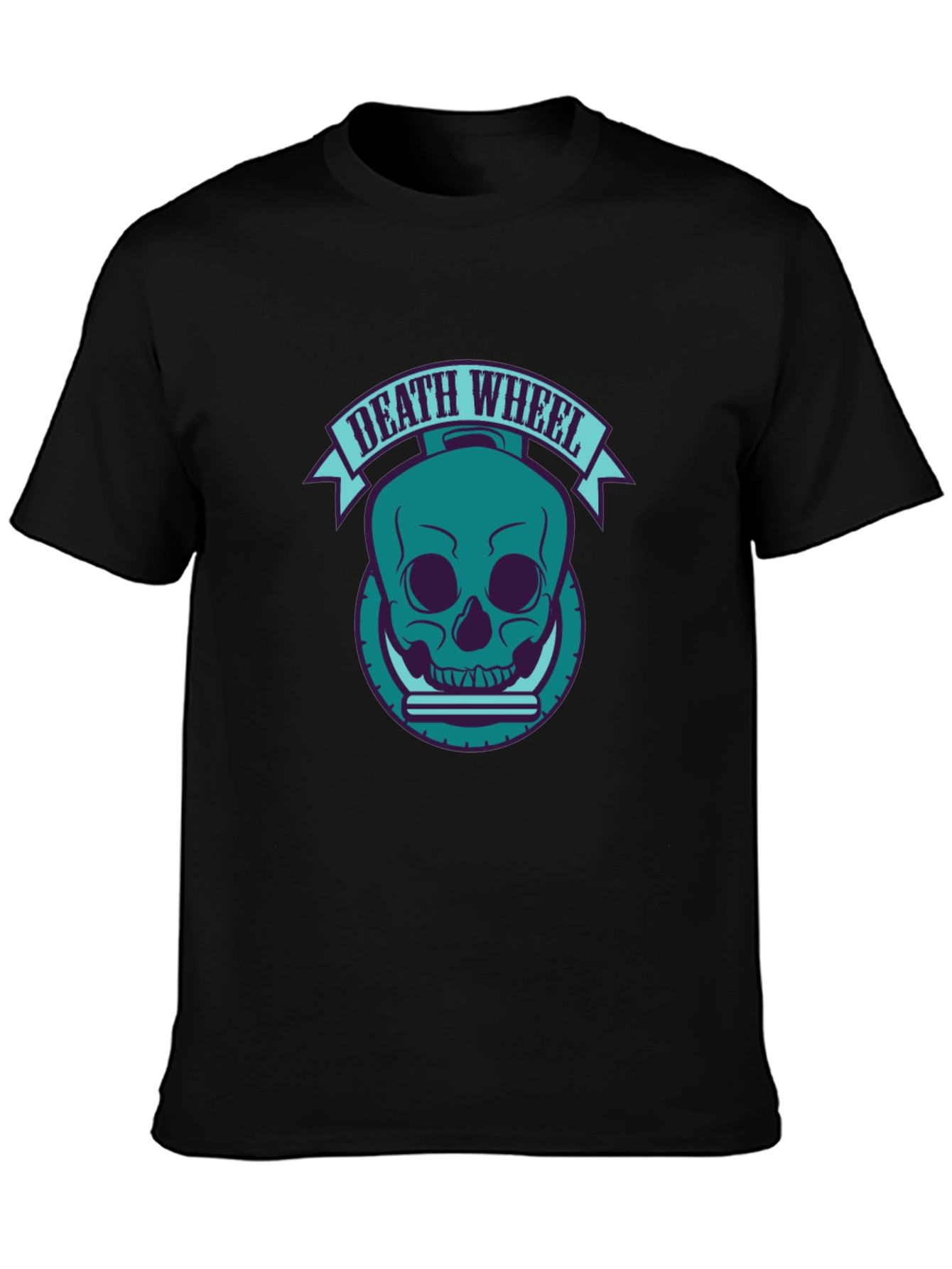 Death Wheel Skull Graphic Tee - Black