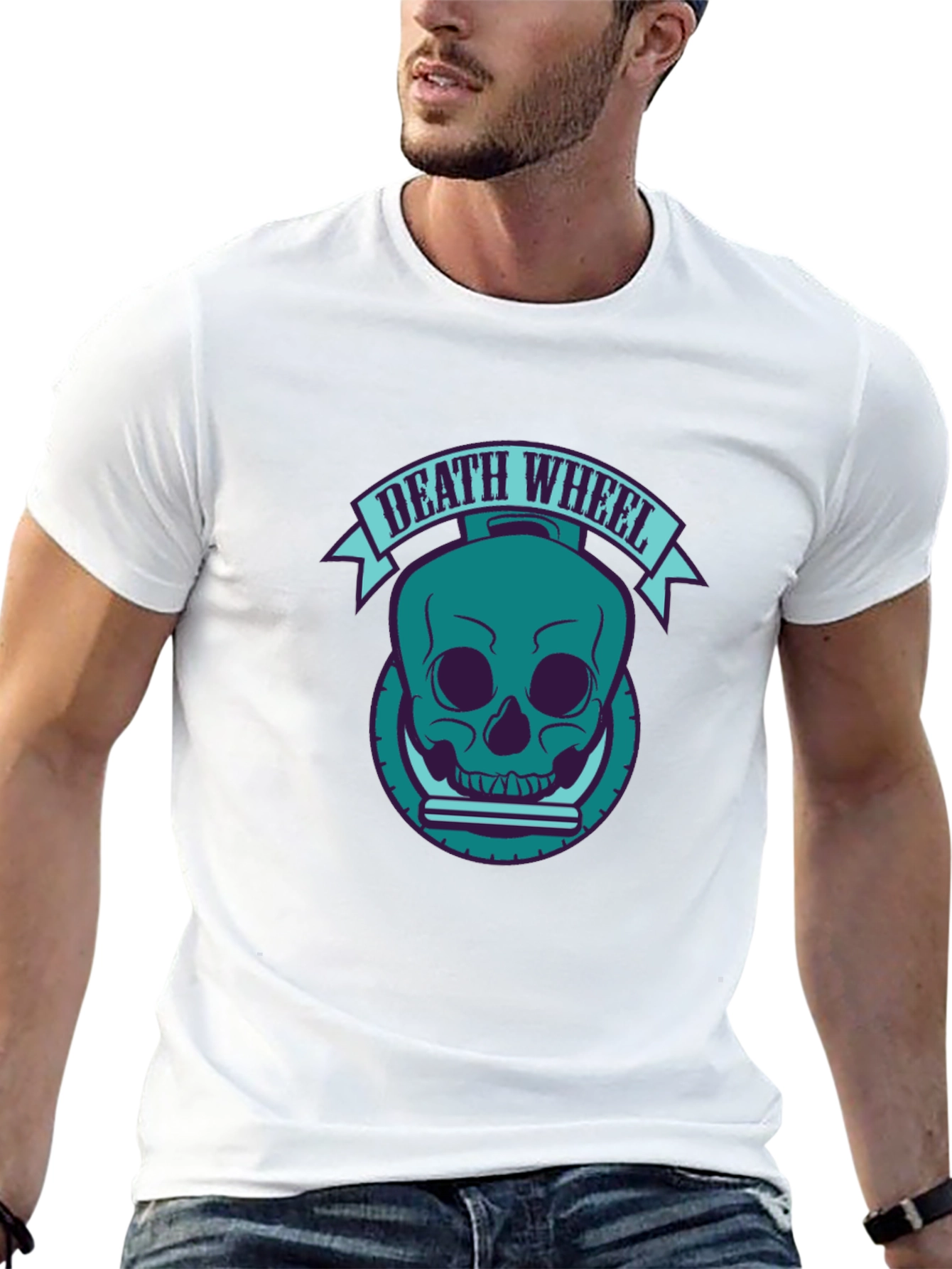 Death Wheel Skull Graphic Tee - Black