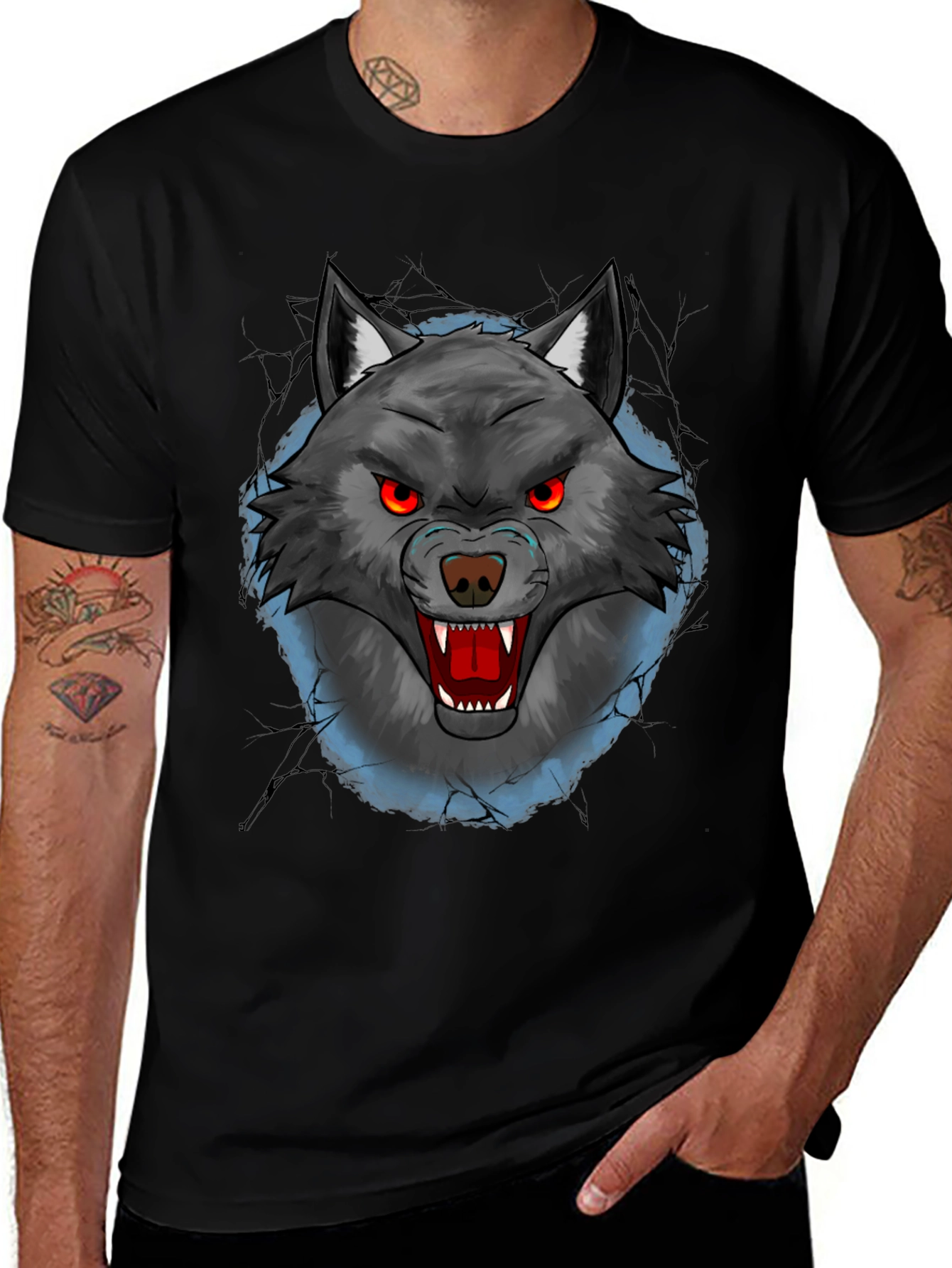 Wolf Graphic T-Shirt - Mens Black Tee