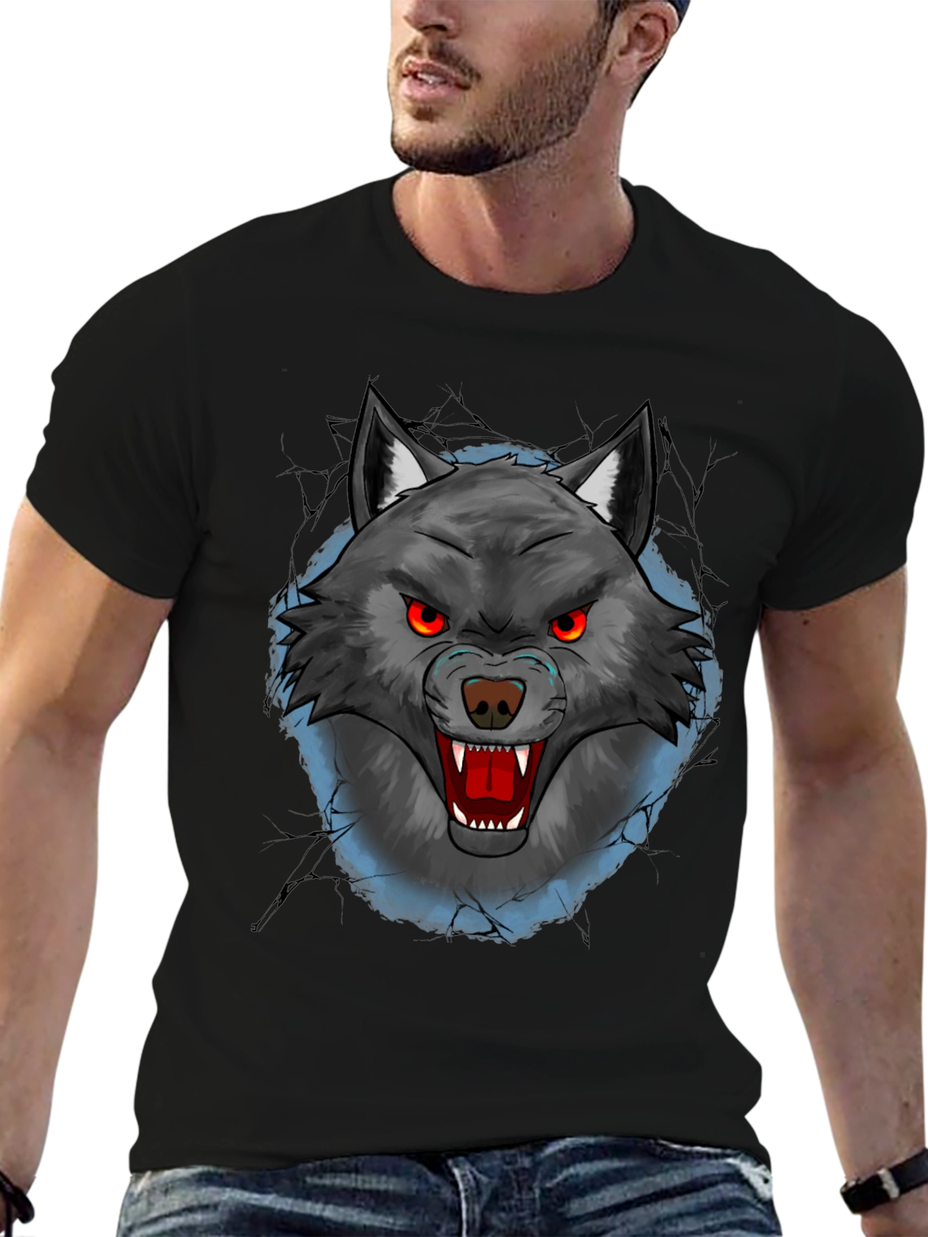 Wolf Graphic T-Shirt - Mens Black Tee