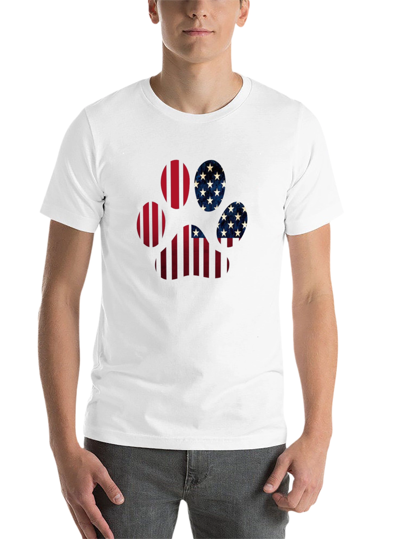 Patriotic Paw Print T-Shirt - USA Flag Design