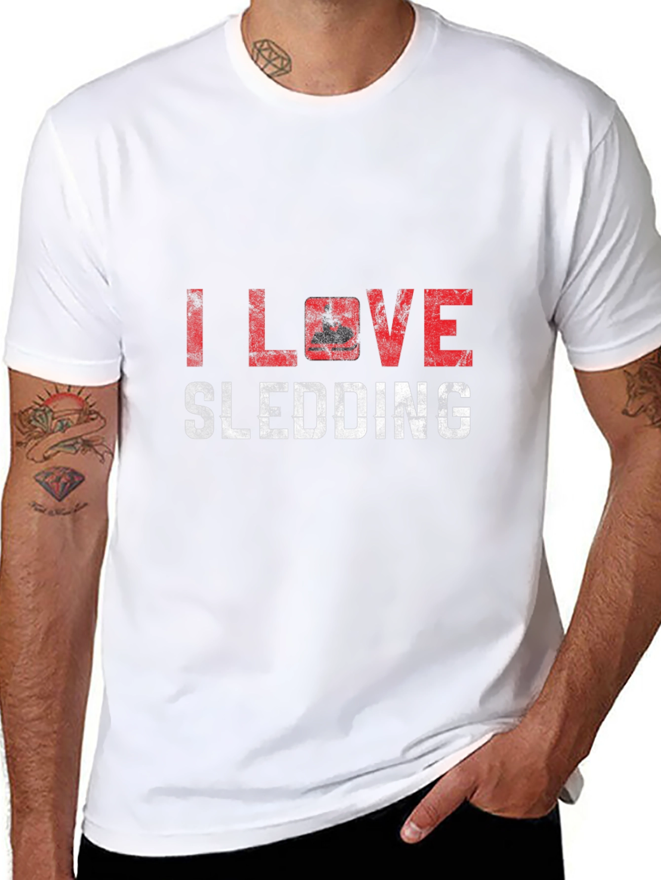 I Love Sledding T-Shirt Black