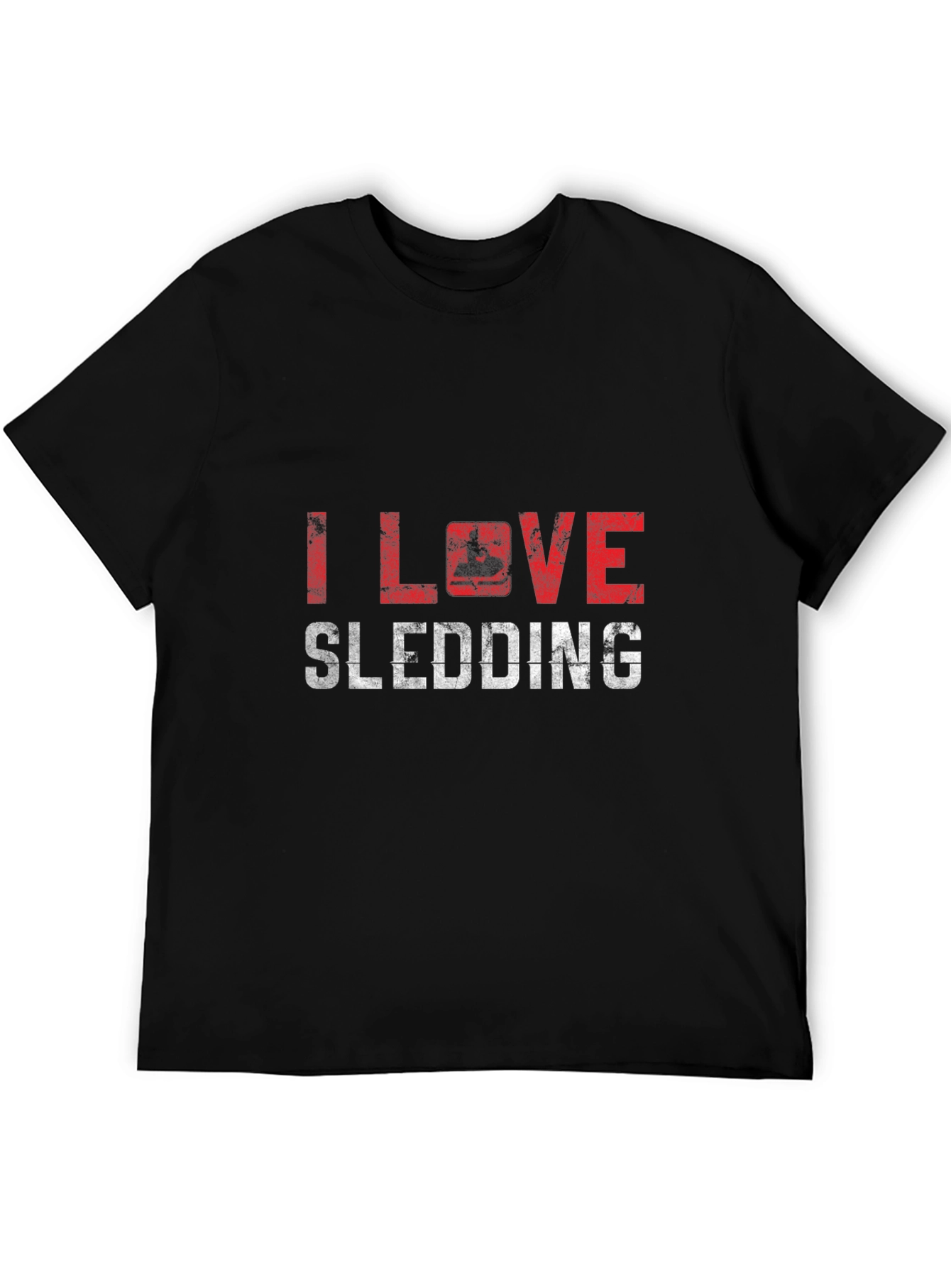 I Love Sledding T-Shirt Black