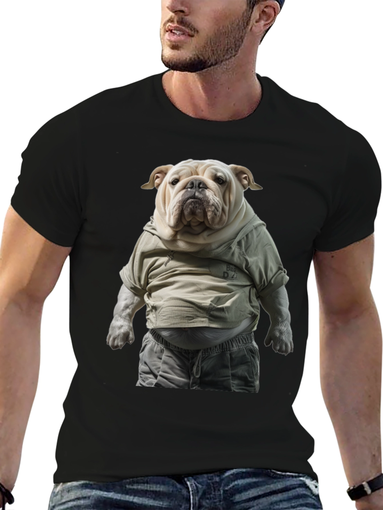 Bulldog in Hoodie Graphic Tee