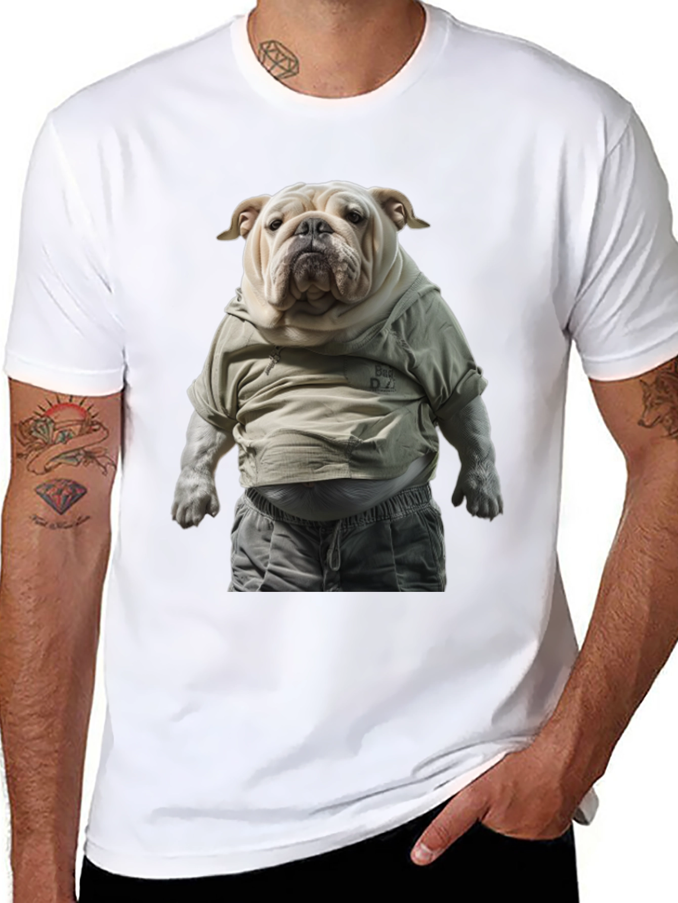 Bulldog in Hoodie Graphic Tee