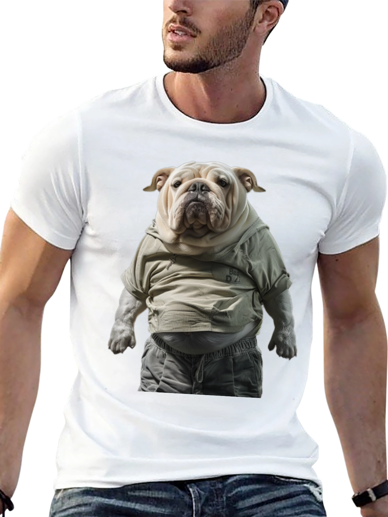 Bulldog in Hoodie Graphic Tee