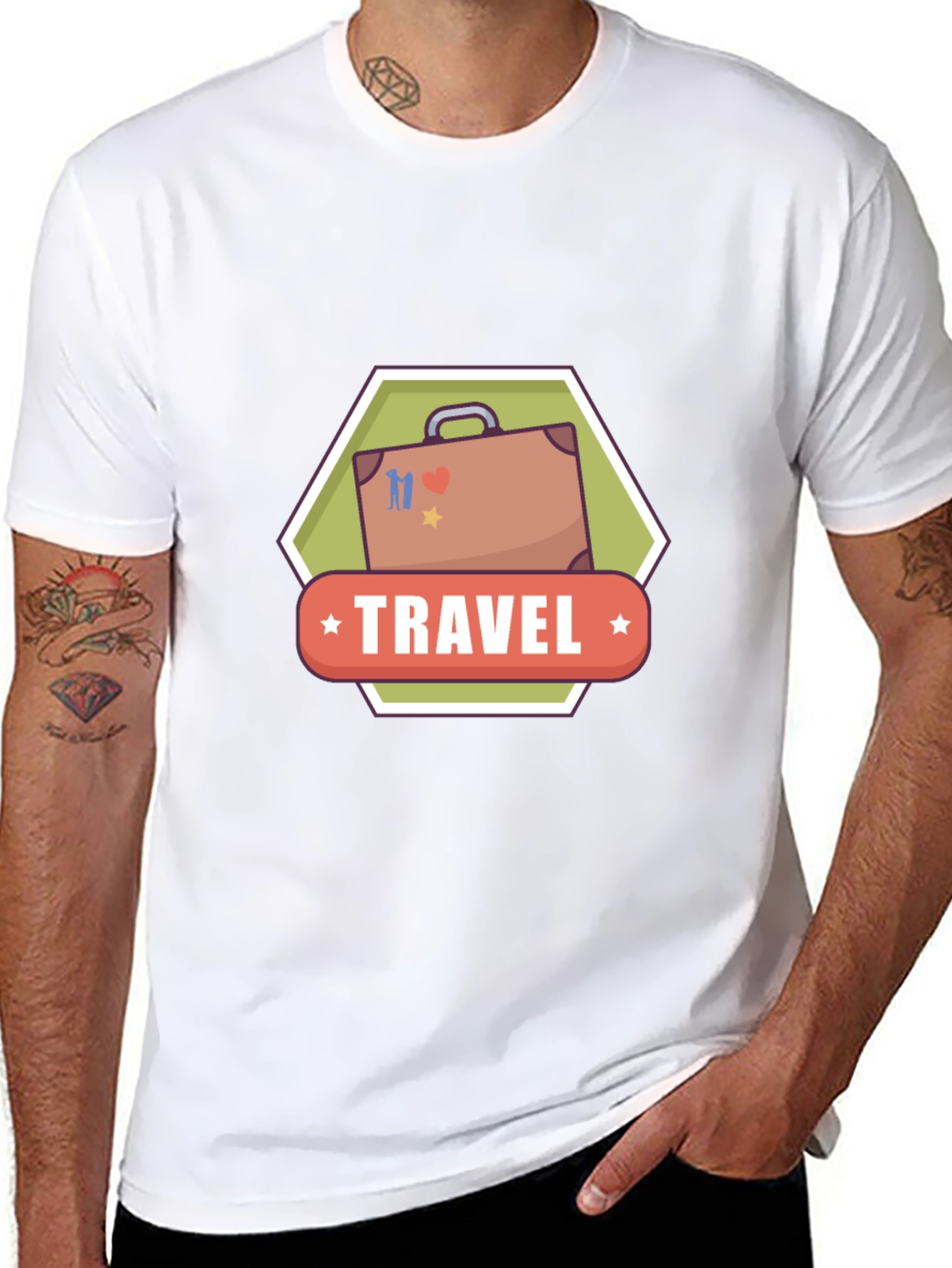 Travel Suitcase Graphic Black T-Shirt