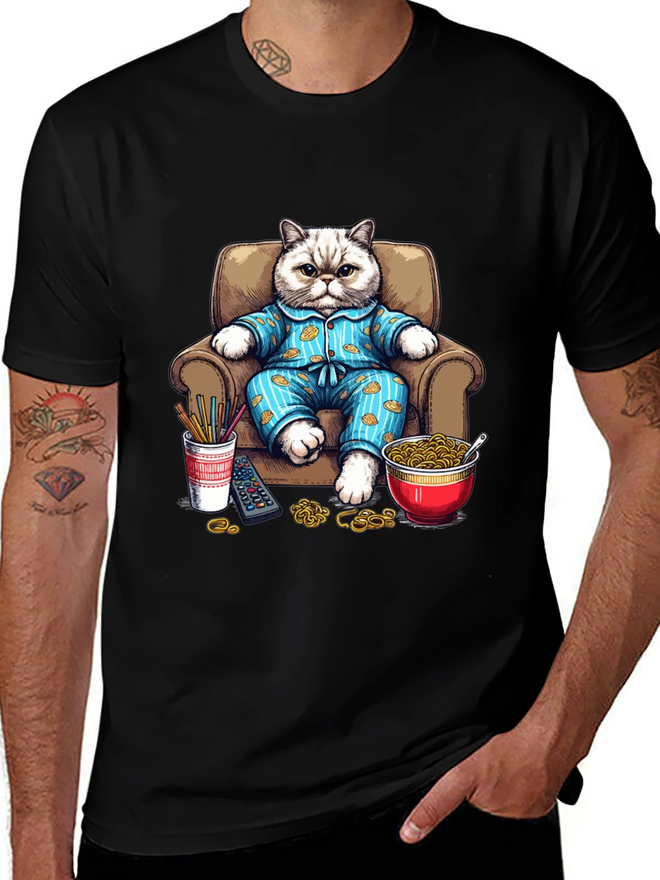 Relaxed Cat T-Shirt - Cartoon Pet Design