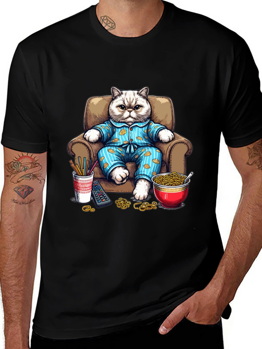 Relaxed Cat T-Shirt - Cartoon Pet Design