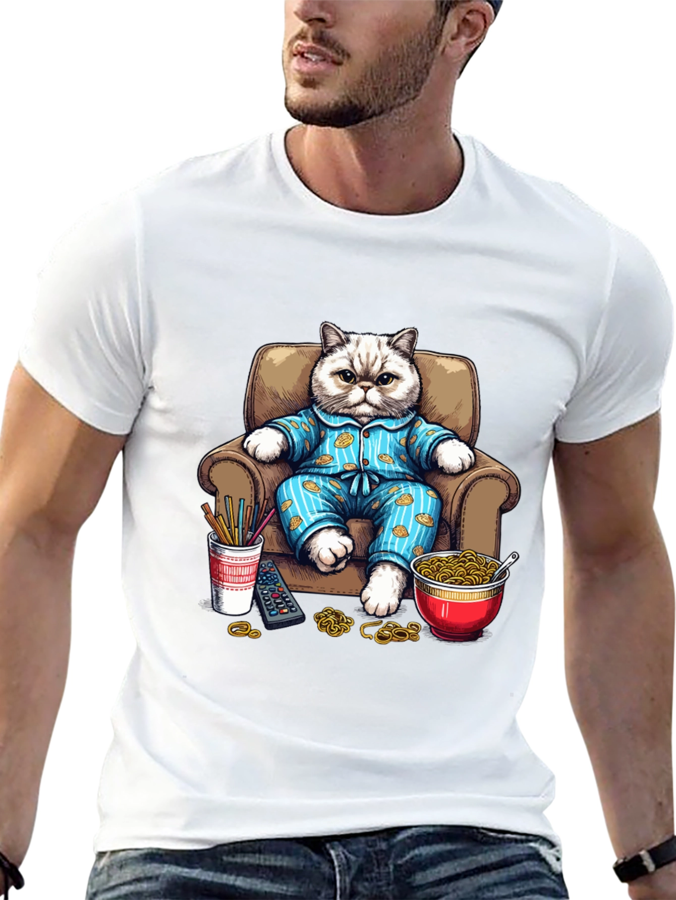 Relaxed Cat T-Shirt - Cartoon Pet Design