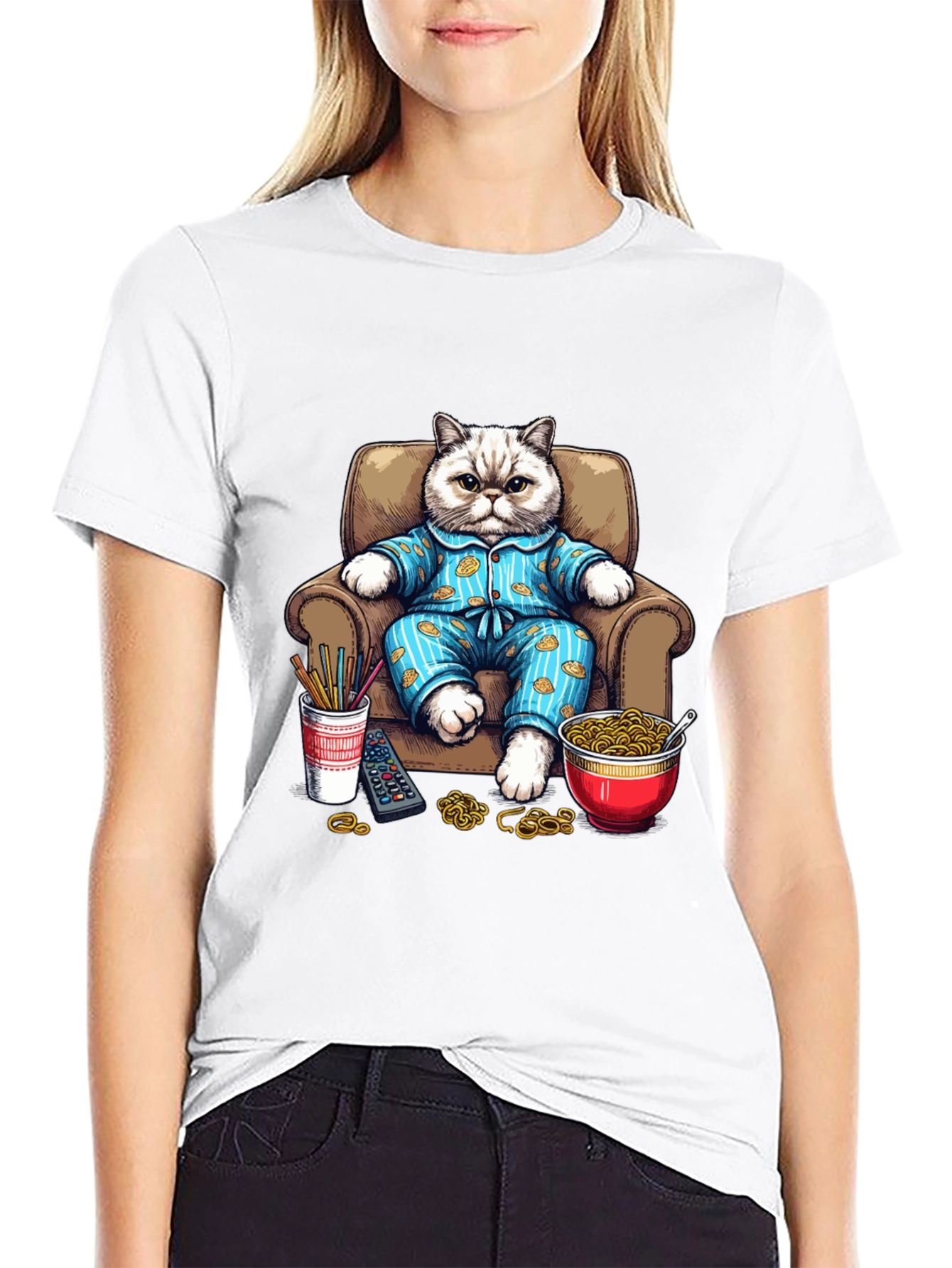 Relaxed Cat T-Shirt - Cartoon Pet Design