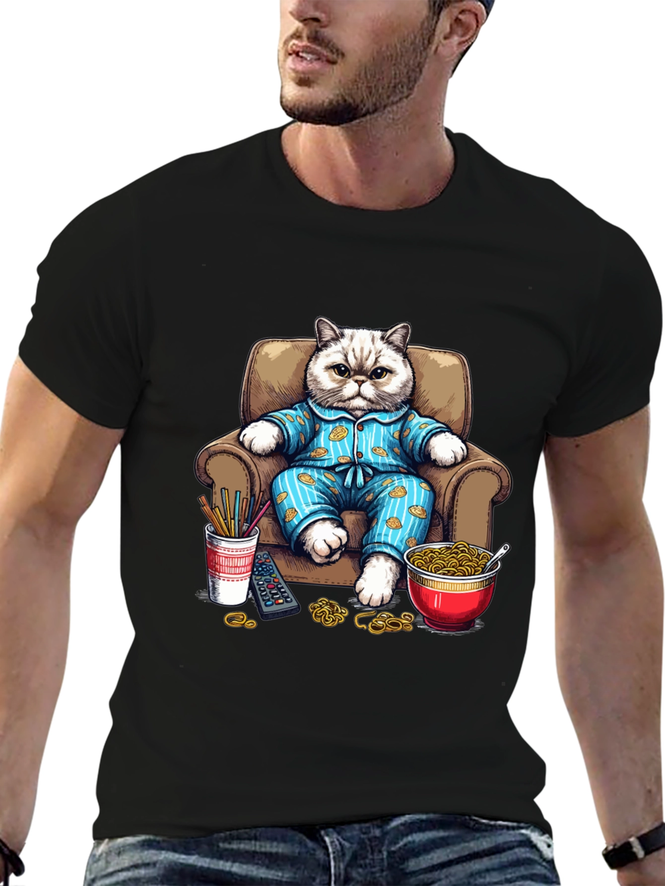 Relaxed Cat T-Shirt - Cartoon Pet Design