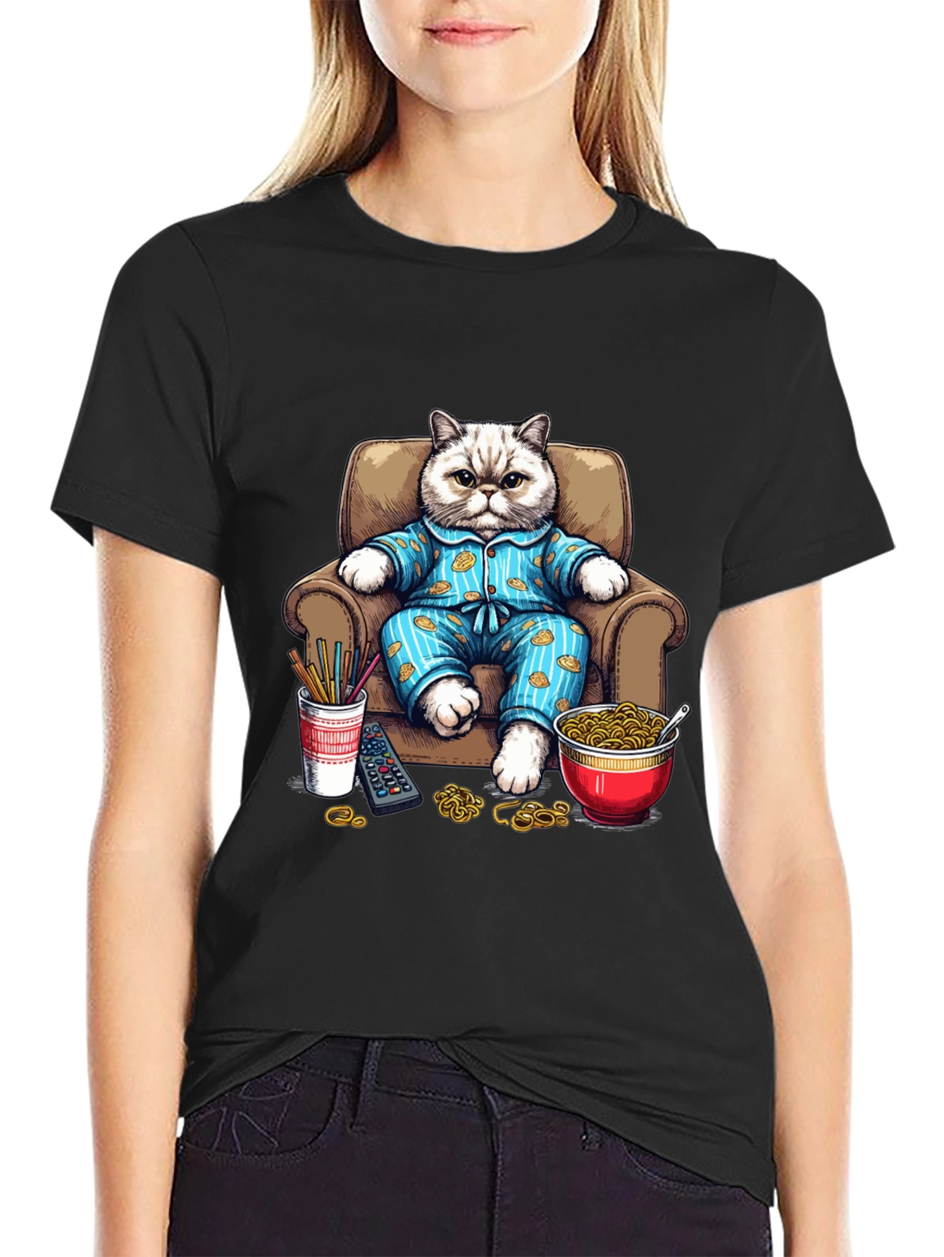 Relaxed Cat T-Shirt - Cartoon Pet Design