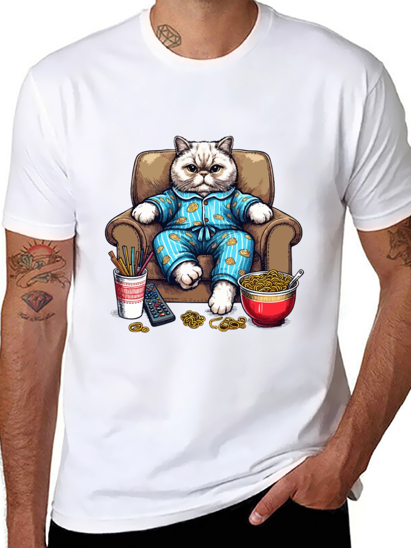 Relaxed Cat T-Shirt - Cartoon Pet Design
