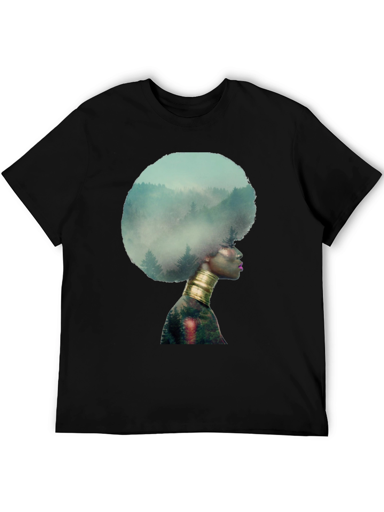 Nature Afro Graphic Tee - Black