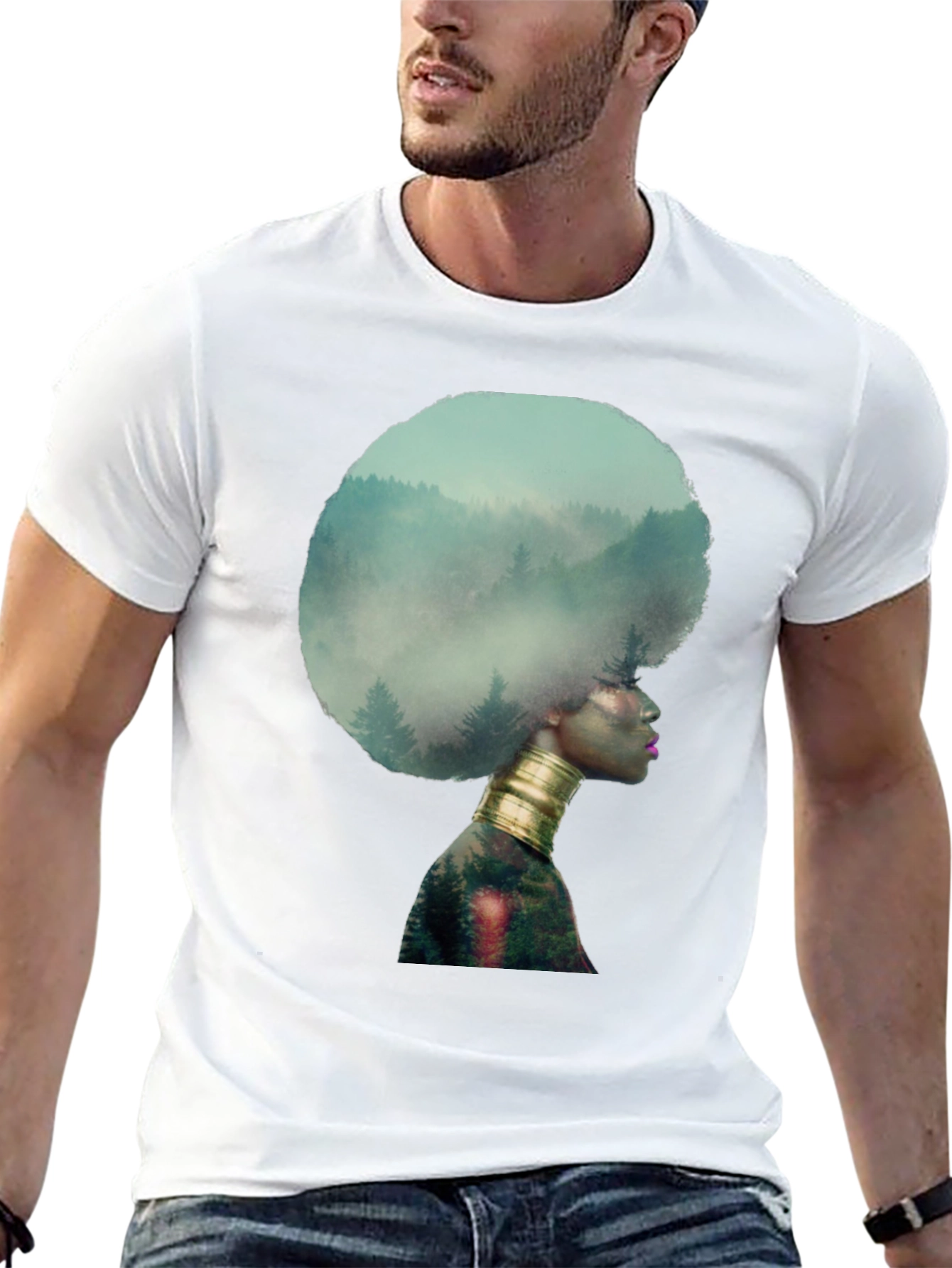 Nature Afro Graphic Tee - Black