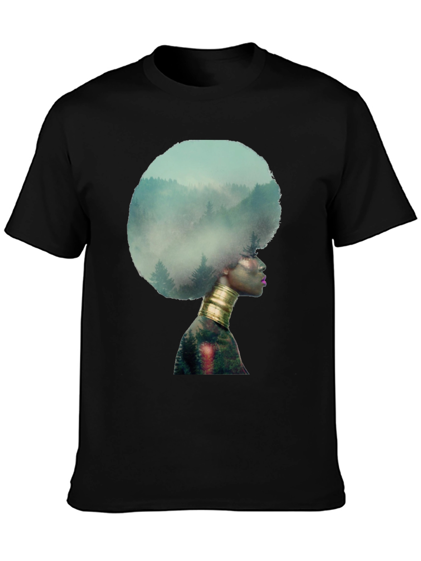 Nature Afro Graphic Tee - Black