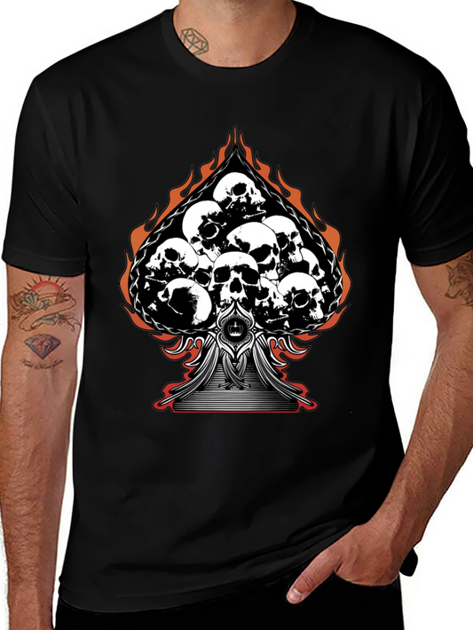 Skull Spade Graphic Tee - Black