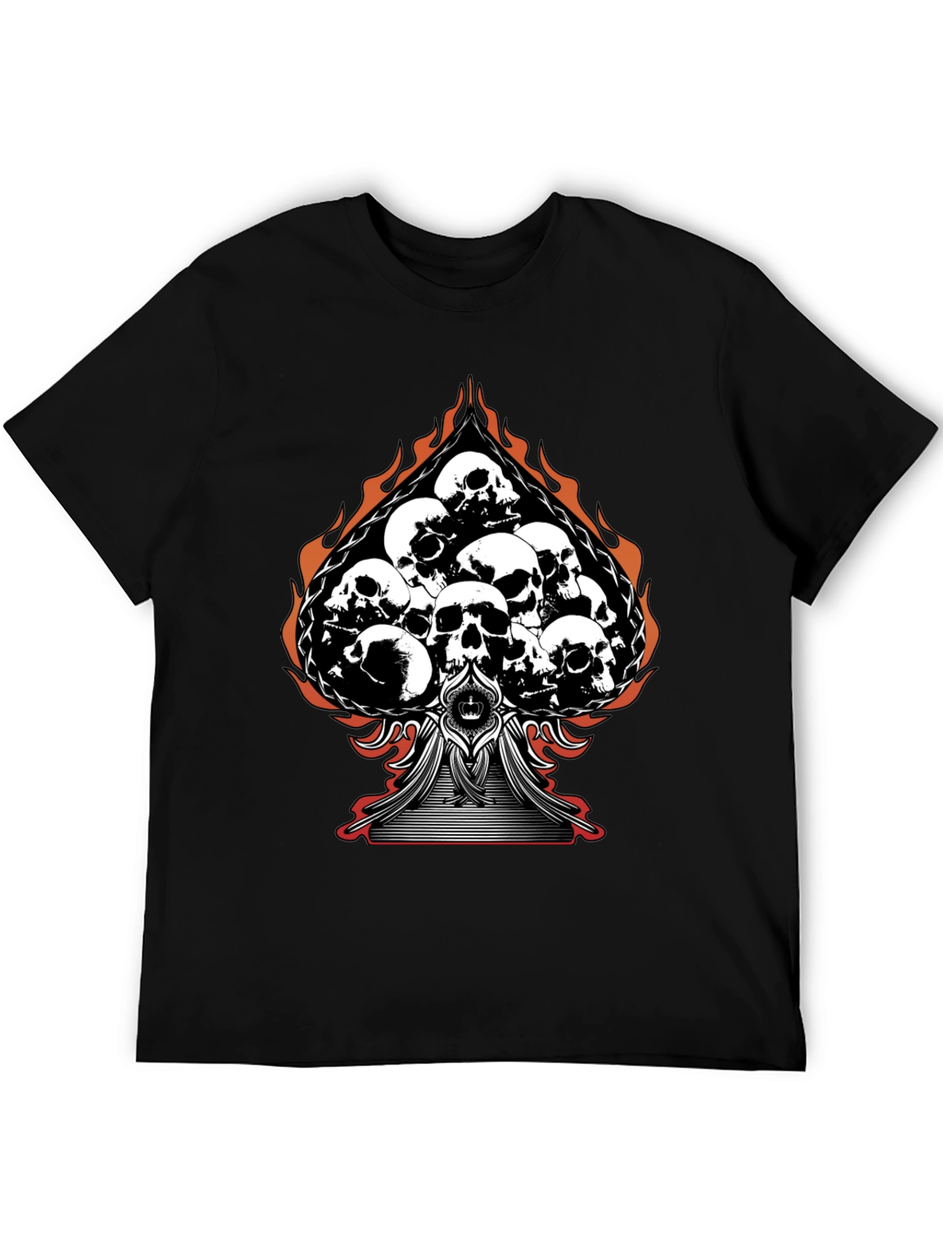 Skull Spade Graphic Tee - Black