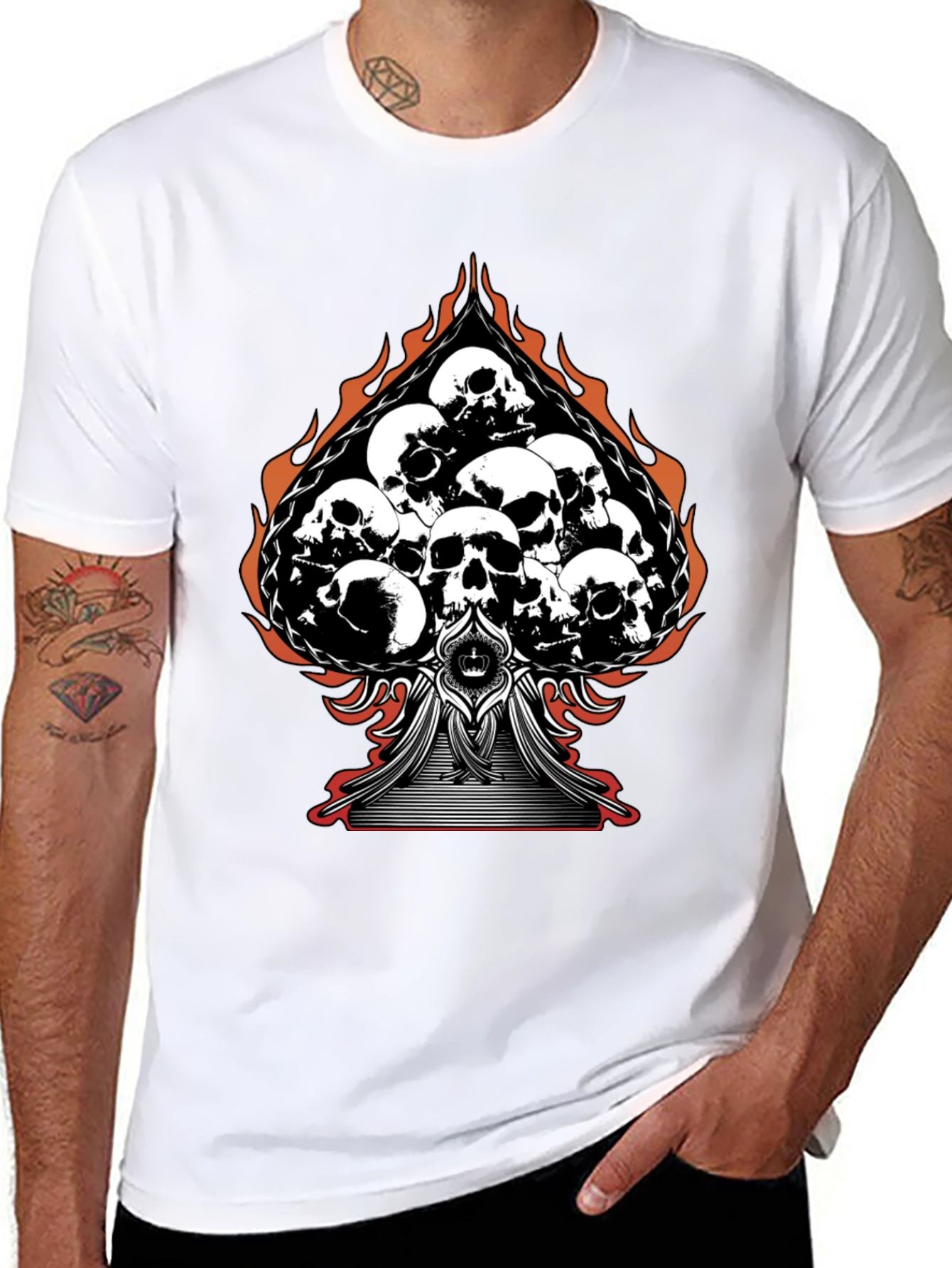 Skull Spade Graphic Tee - Black