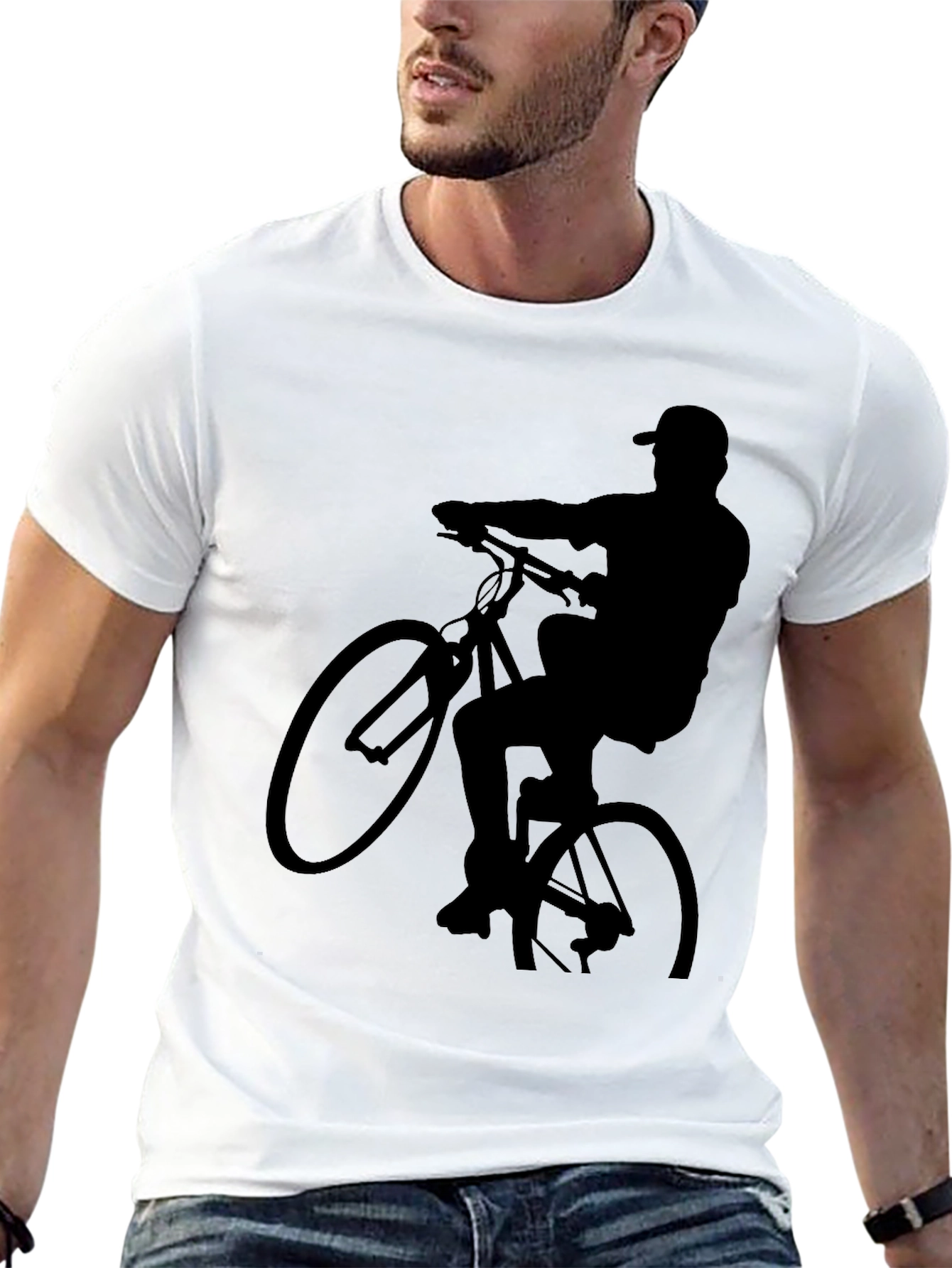 Black Biker Silhouette Graphic Tee