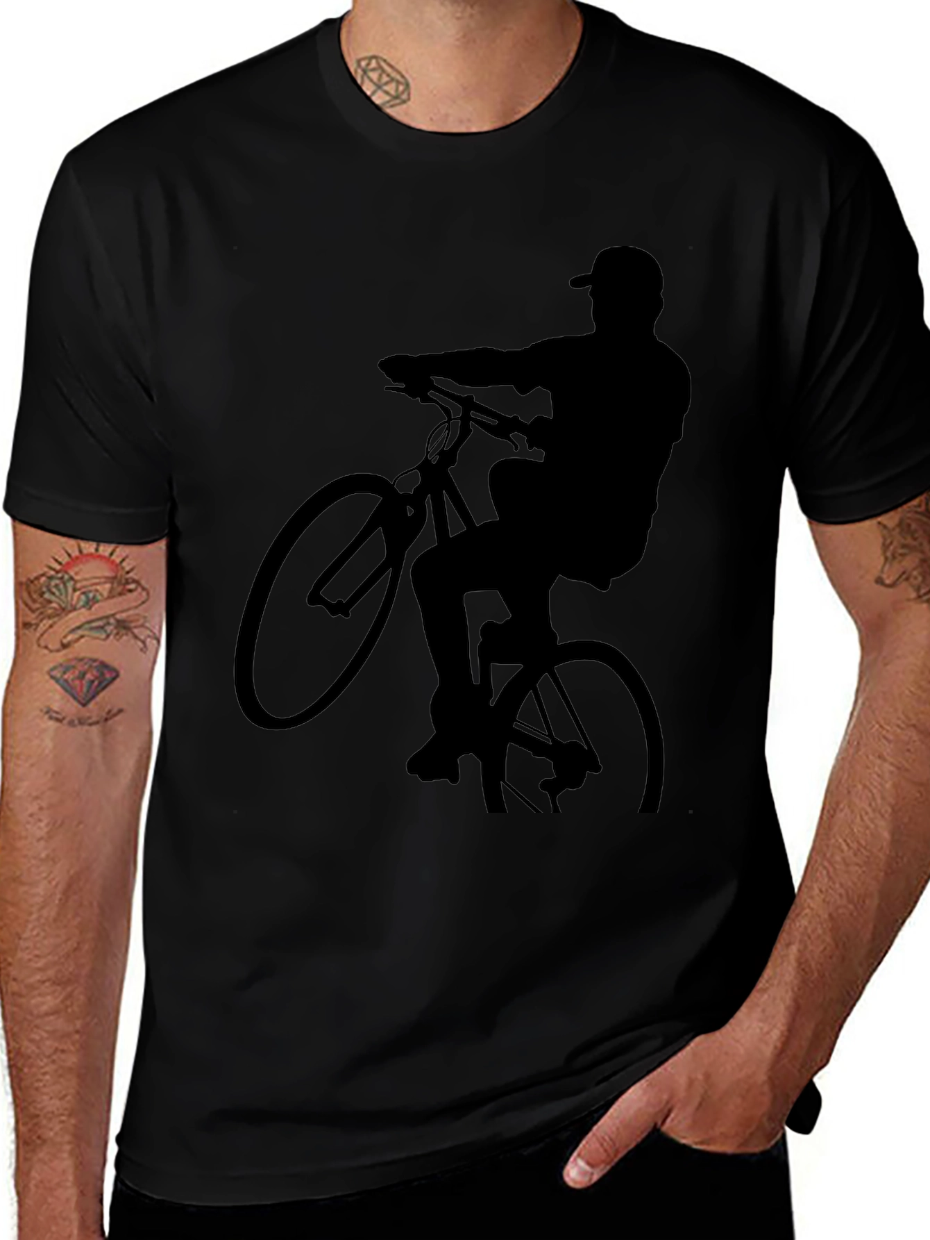 Black Biker Silhouette Graphic Tee