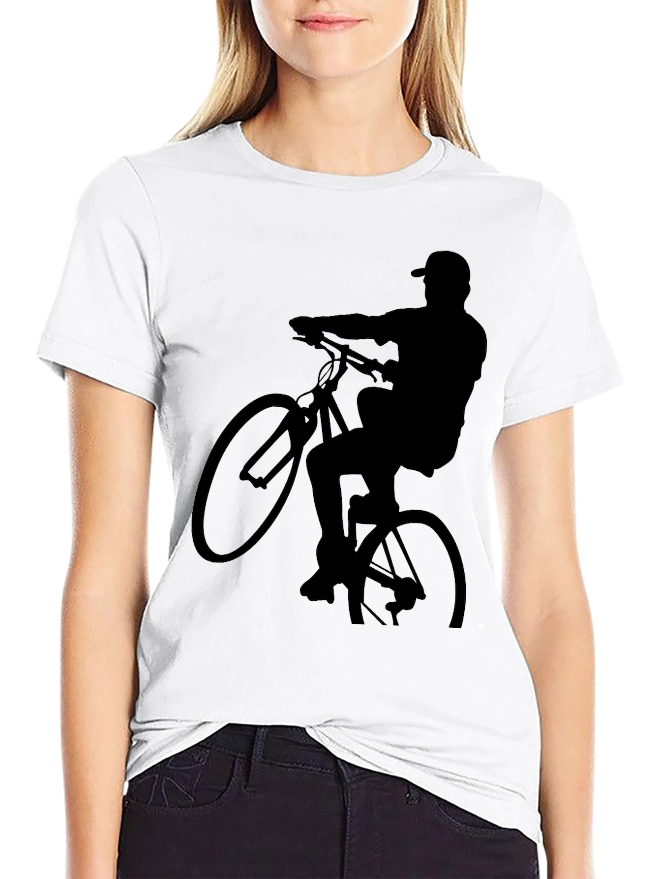 Black Biker Silhouette Graphic Tee