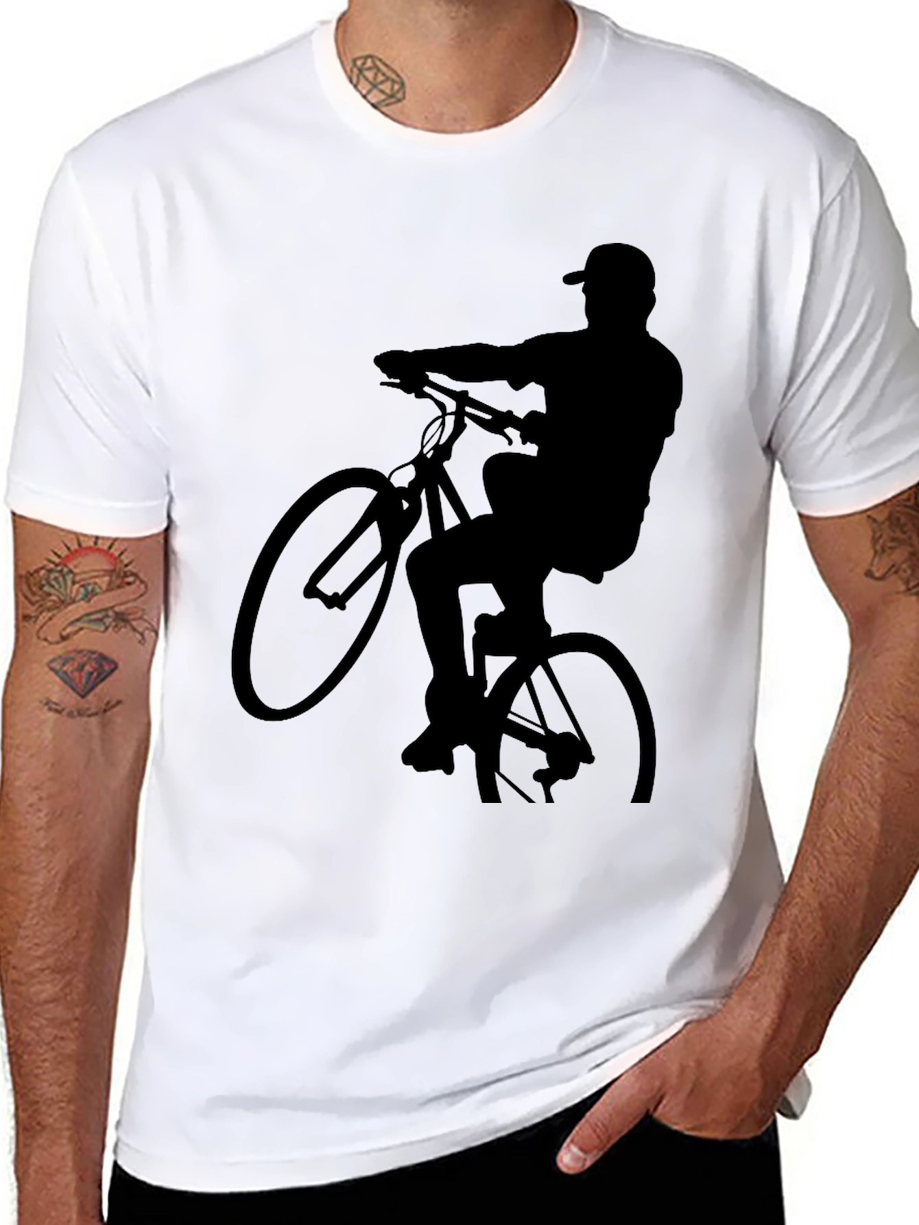 Black Biker Silhouette Graphic Tee