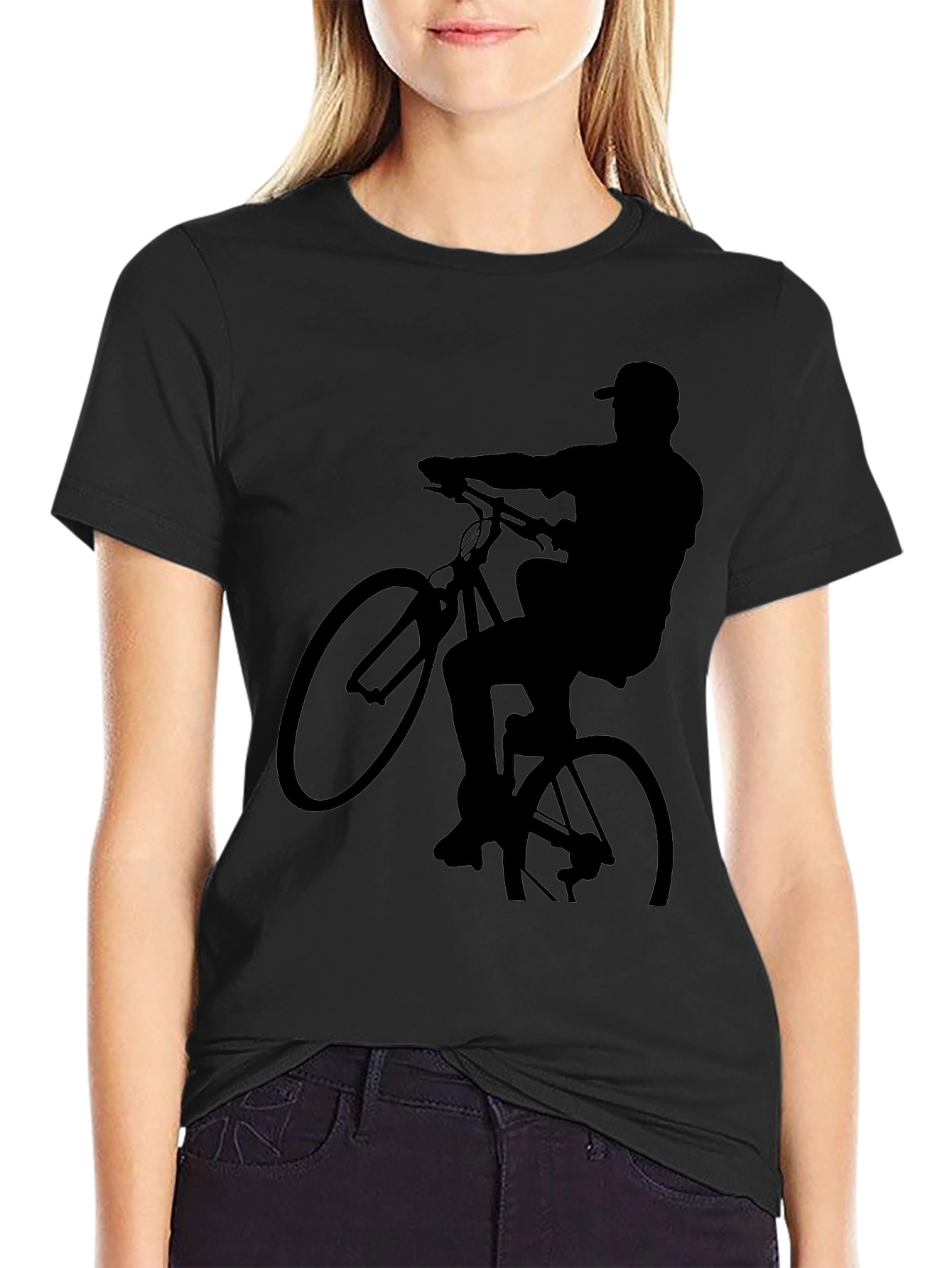 Black Biker Silhouette Graphic Tee