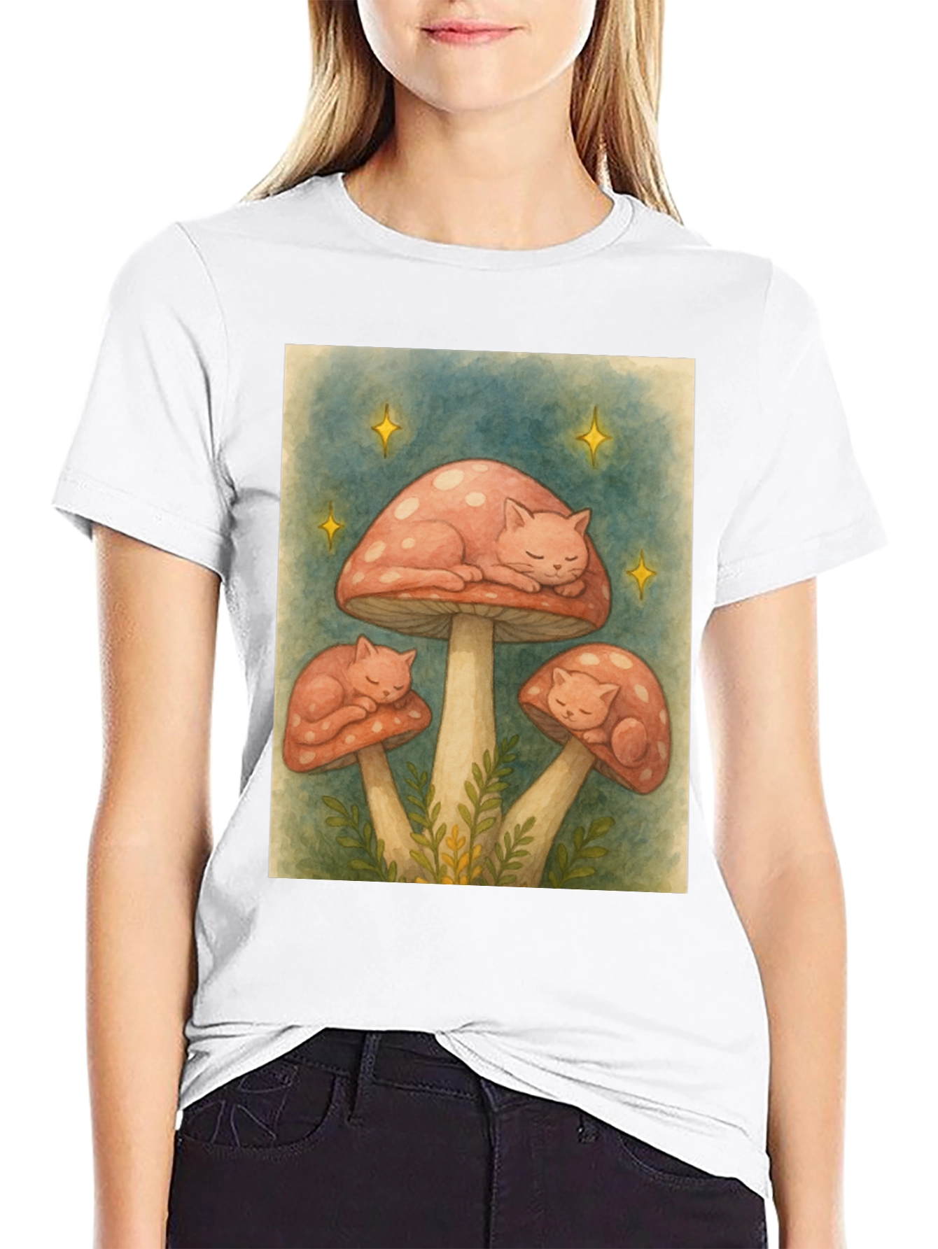 Mushroom Cat Nap Graphic Tee