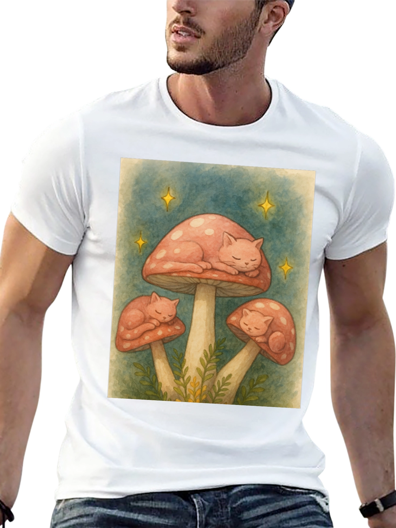 Mushroom Cat Nap Graphic Tee