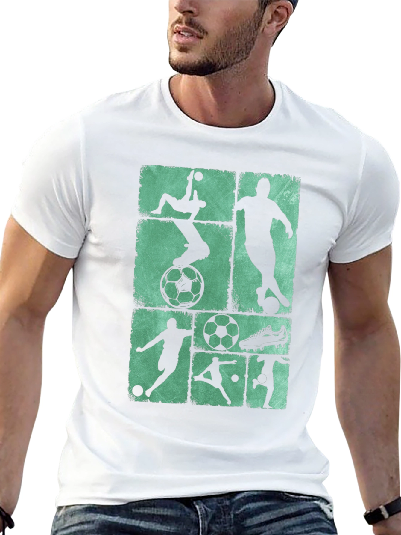Soccer Silhouette Graphic Tee - Black Cotton Blend