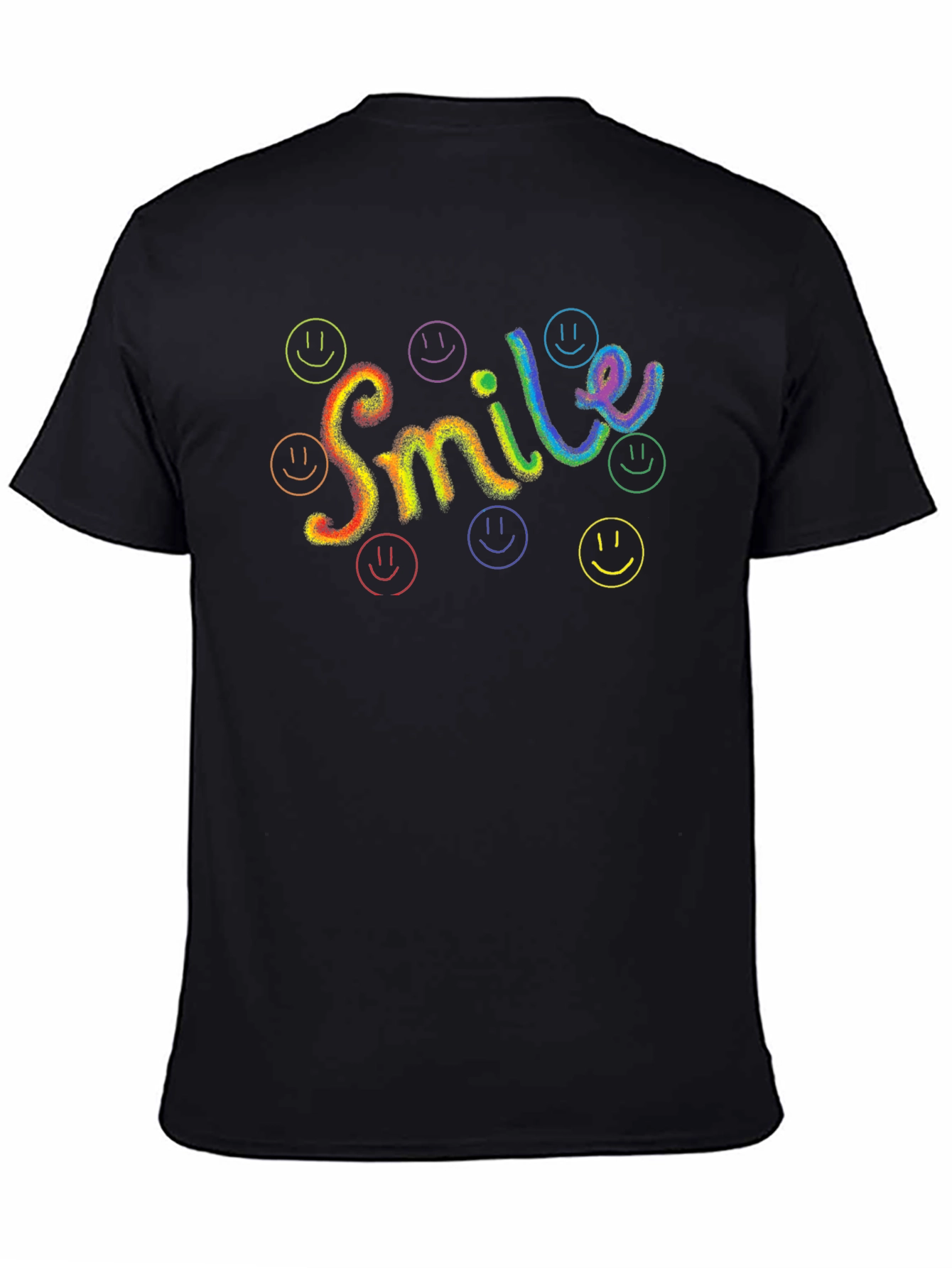 Rainbow Smile Graphic Black T-Shirt