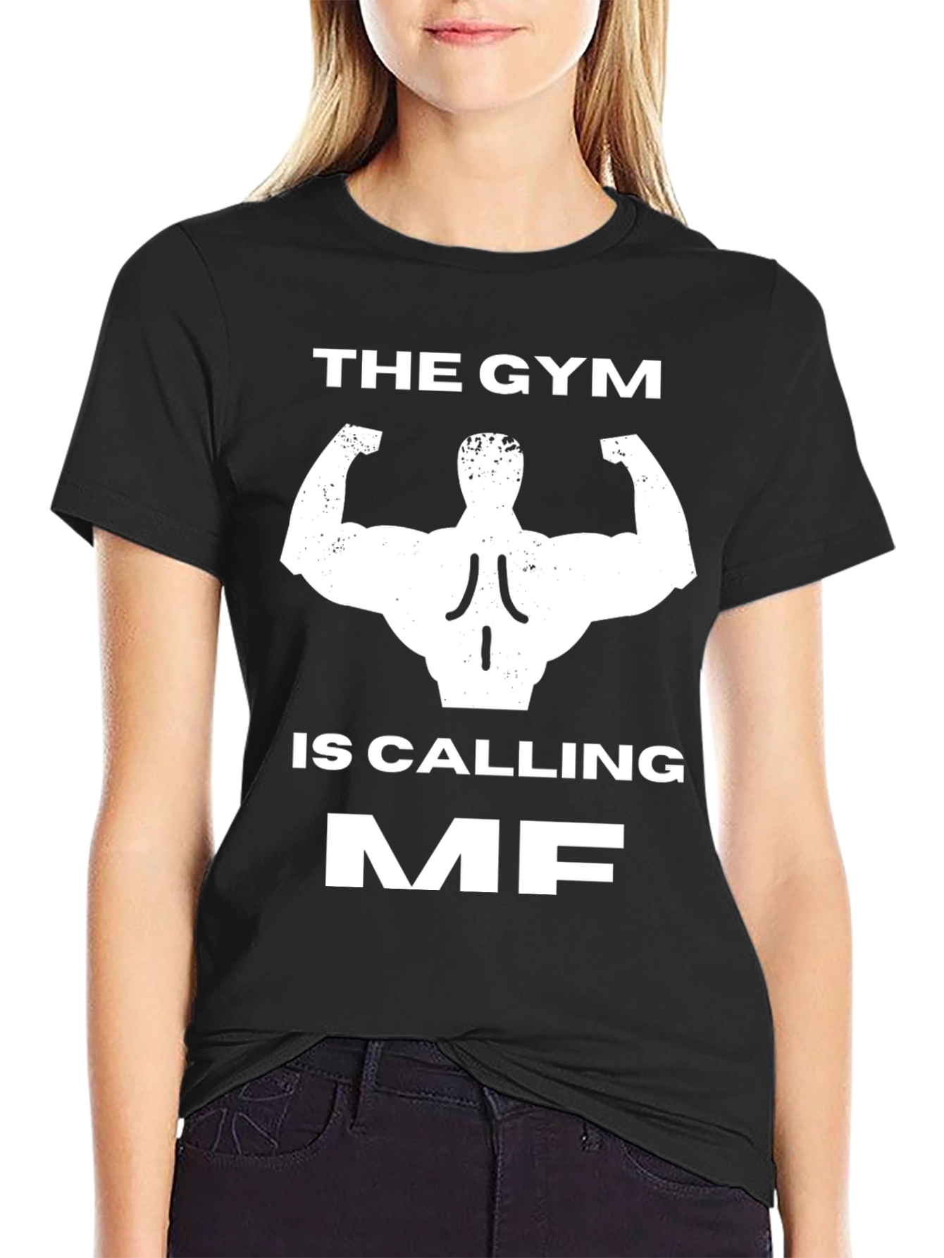 Gym Calling Graphic Tee - Black Cotton T-Shirt