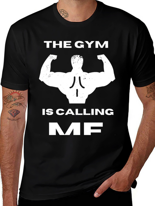 Gym Calling Graphic Tee - Black Cotton T-Shirt