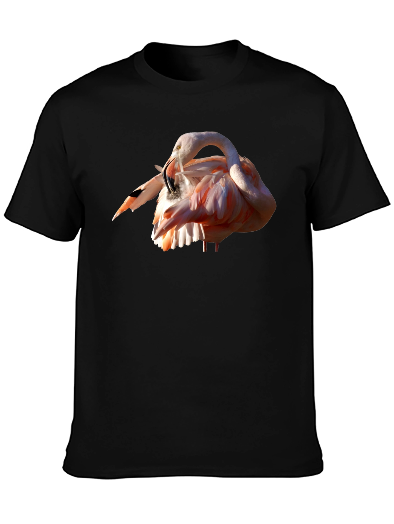 Flamingo Print Black T-Shirt