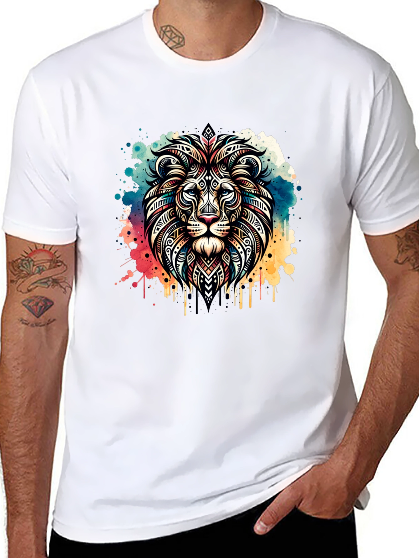 Lion Head Graphic Tee - Mens Black T-Shirt