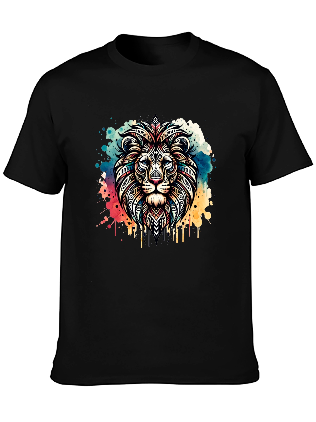 Lion Head Graphic Tee - Mens Black T-Shirt