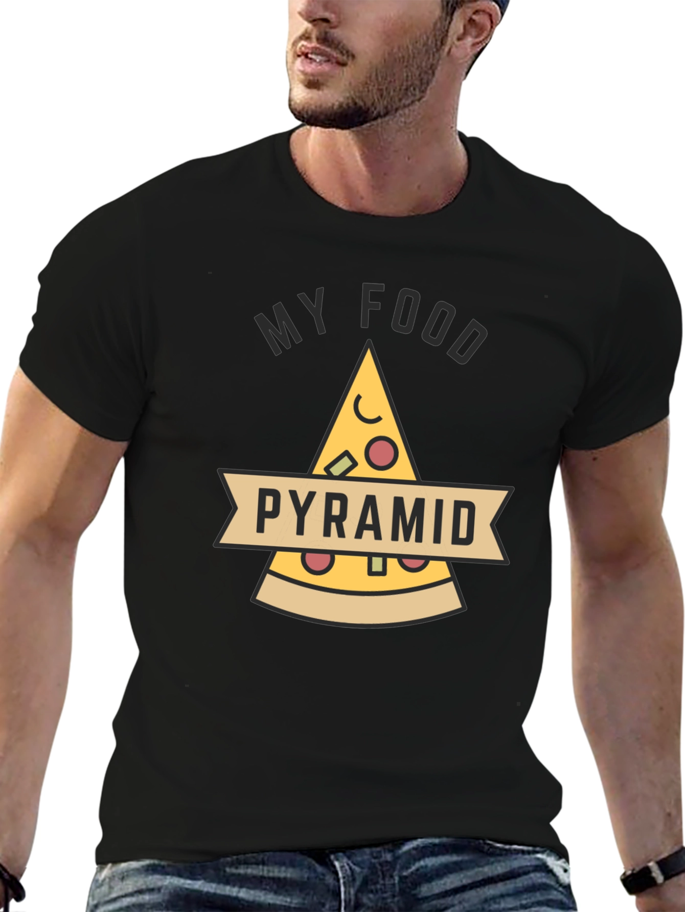 Pizza Food Pyramid Funny Graphic Tee