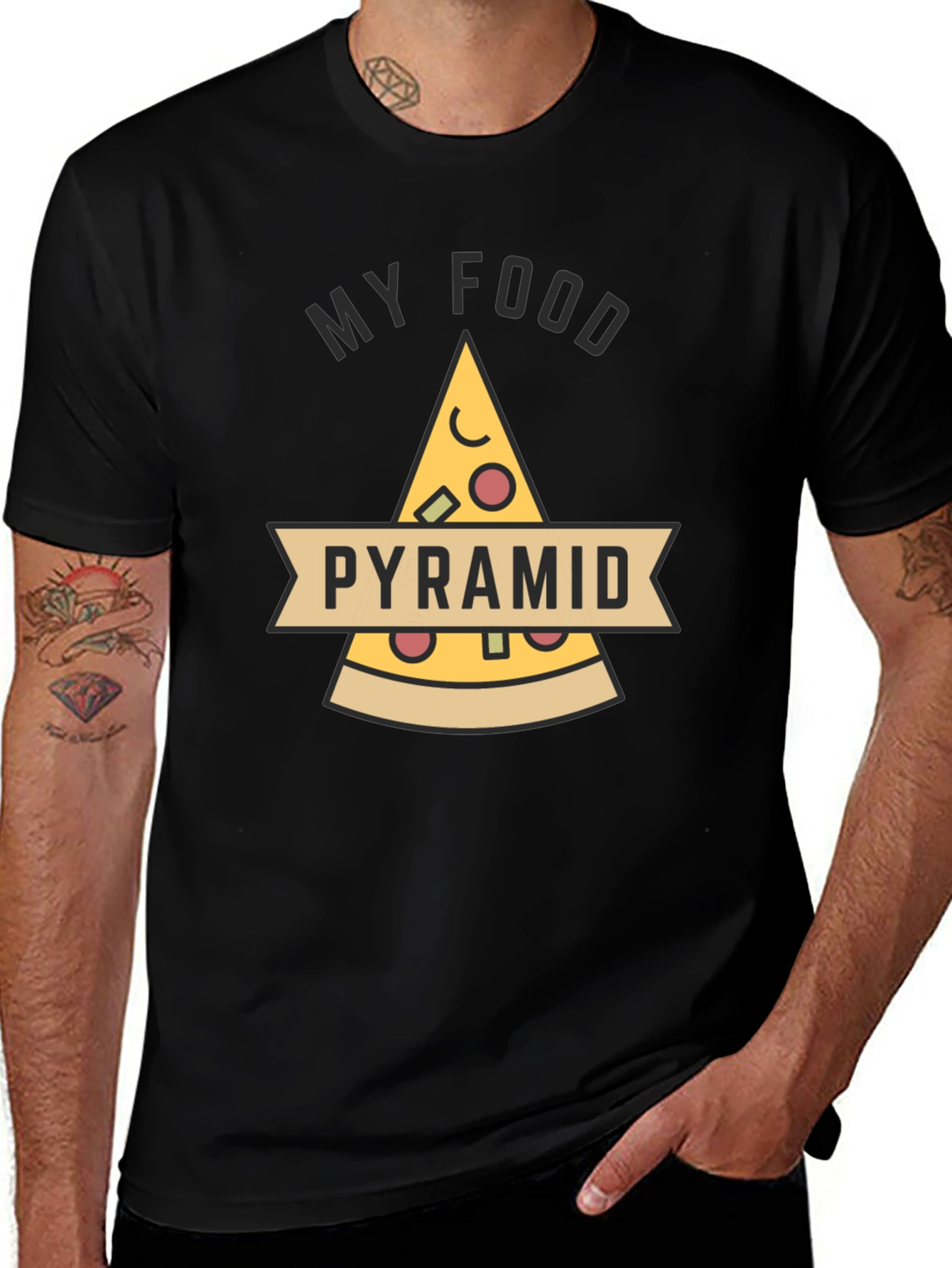 Pizza Food Pyramid Funny Graphic Tee