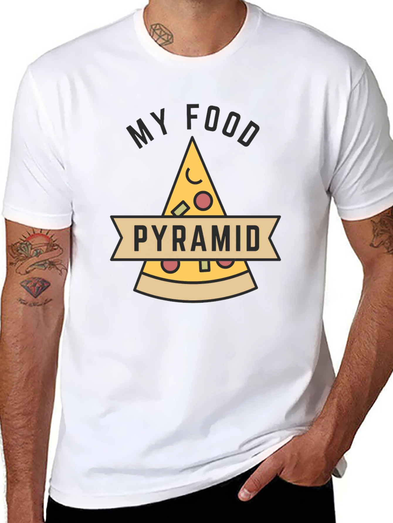 Pizza Food Pyramid Funny Graphic Tee