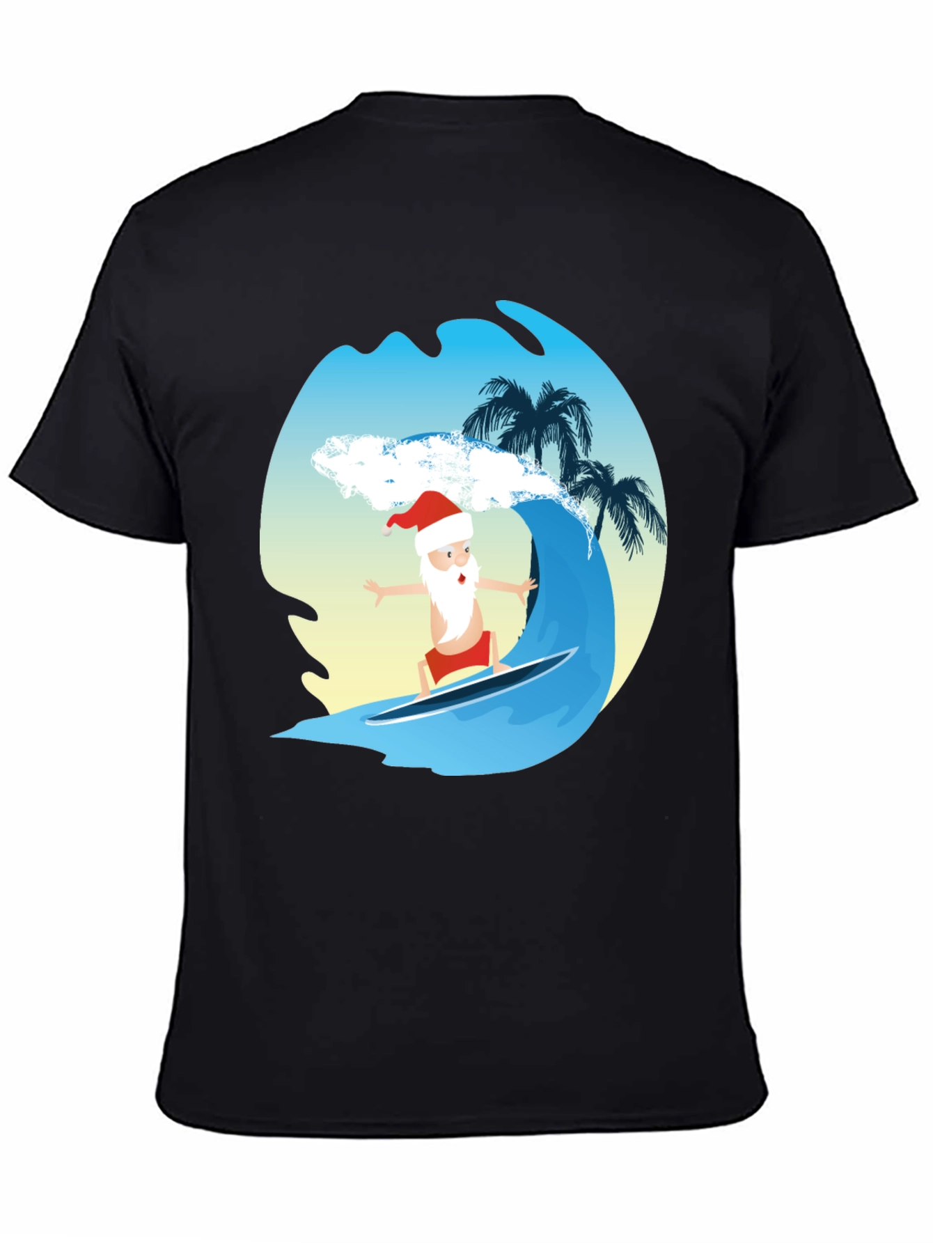 Surfing Santa Graphic Tee - Holiday Fun