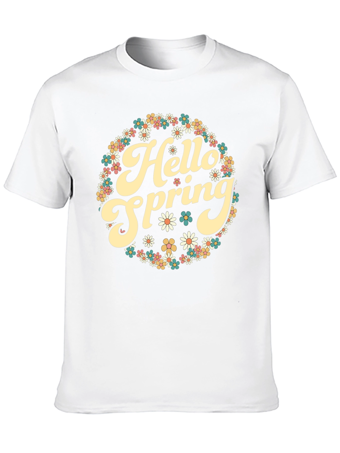 Hello Spring Floral Tee - Retro Style