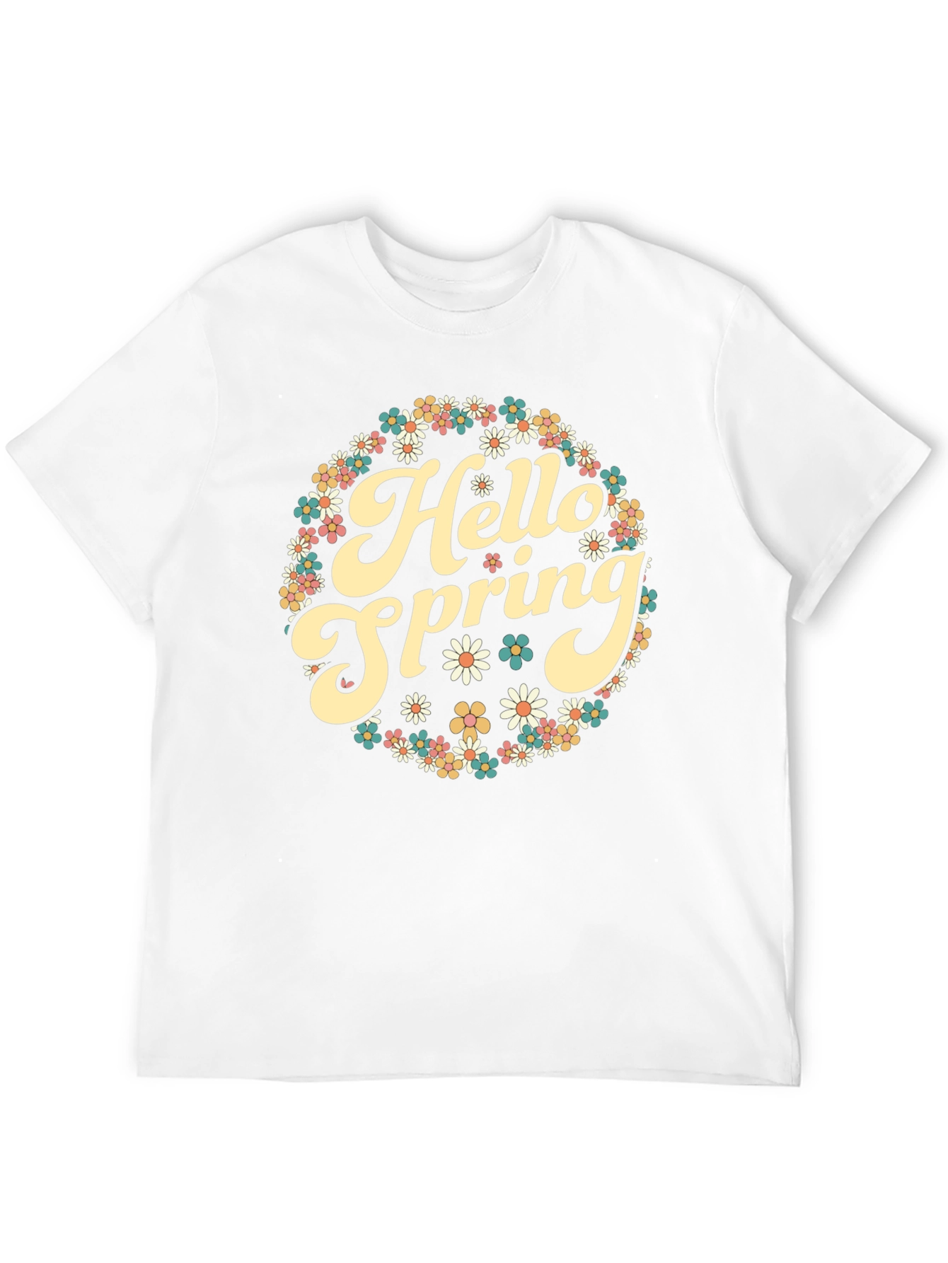 Hello Spring Floral Tee - Retro Style