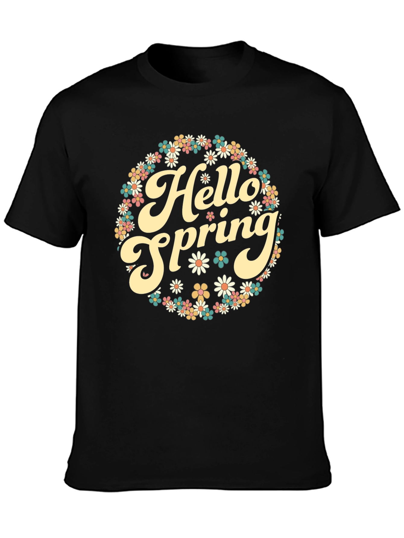 Hello Spring Floral Tee - Retro Style