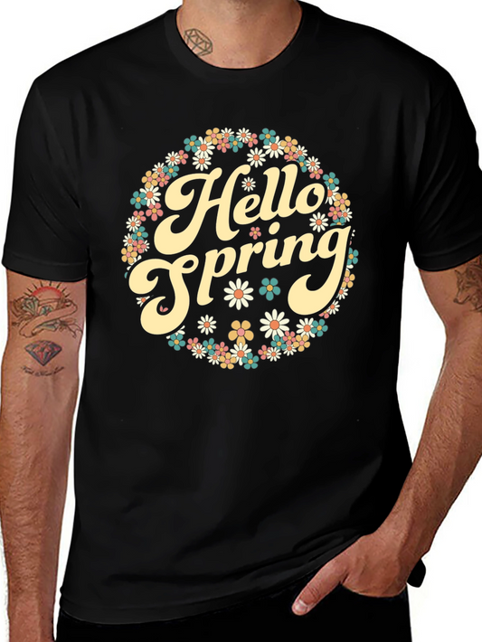 Hello Spring Floral Tee - Retro Style