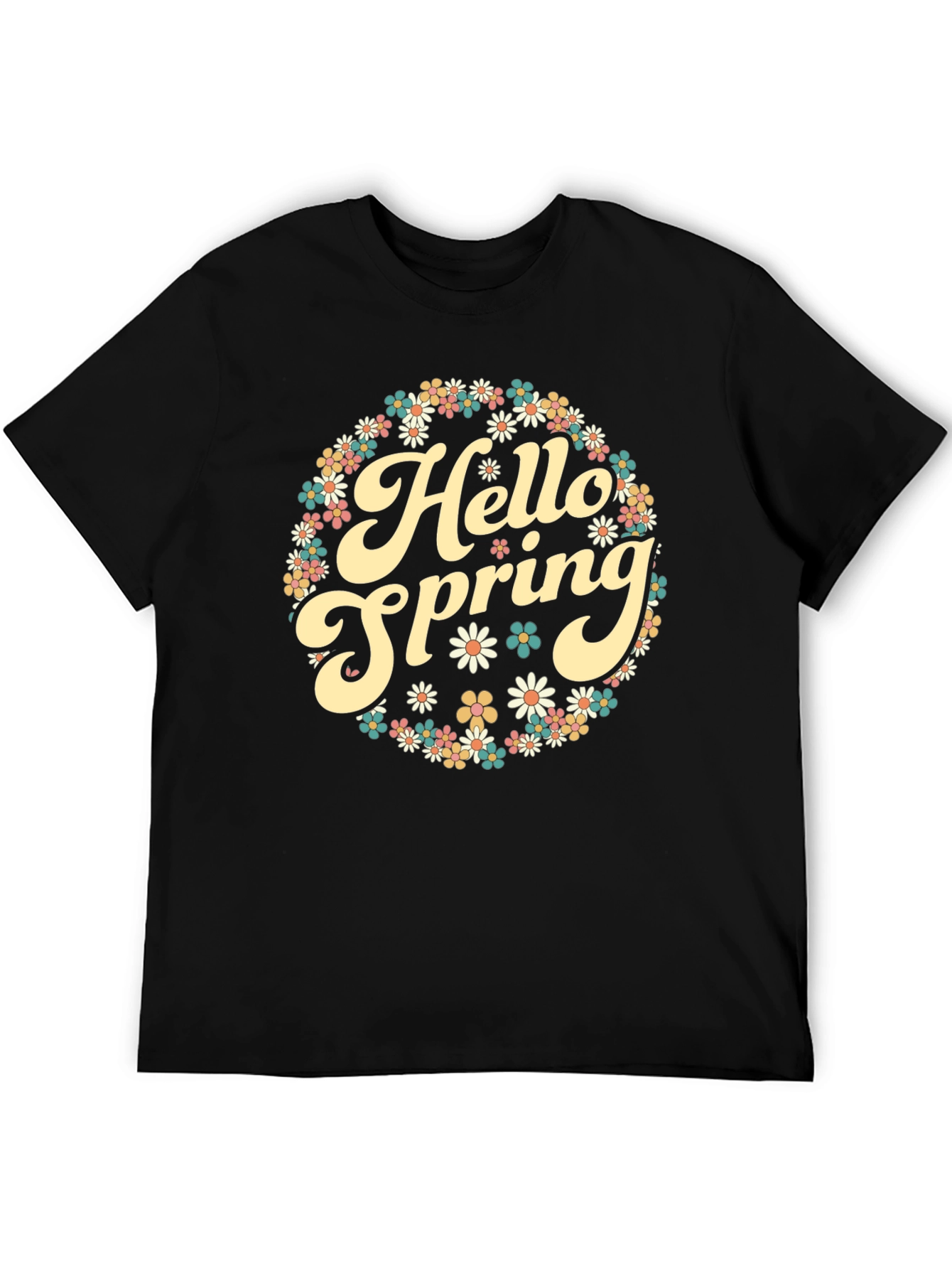 Hello Spring Floral Tee - Retro Style