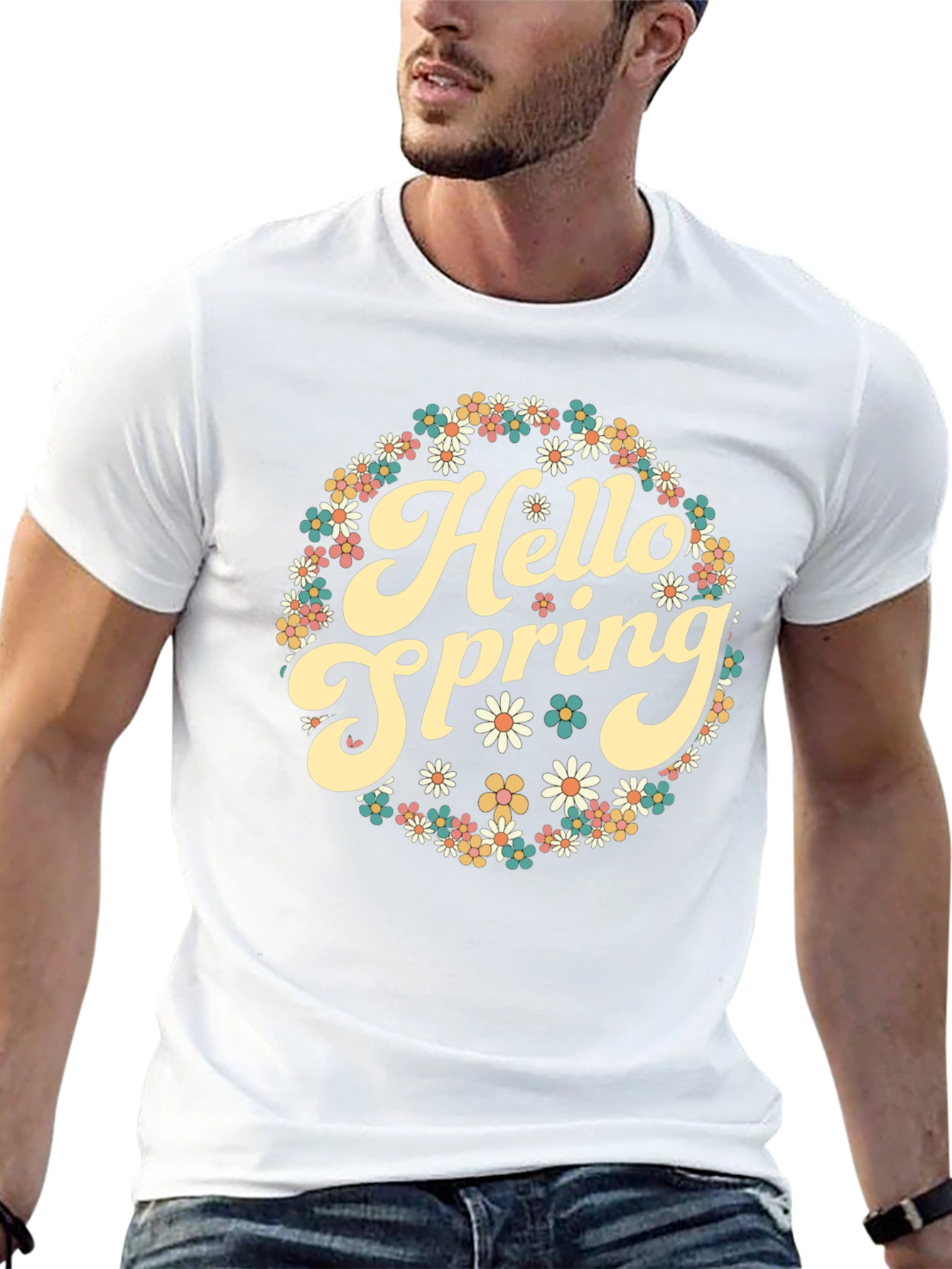 Hello Spring Floral Tee - Retro Style